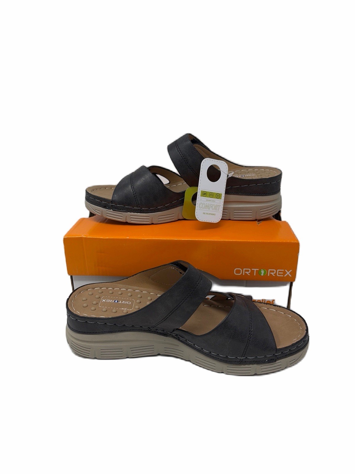 ORTOREX Women’s Orthopedic Slip-On Slide Sandals Adjustable Strap Size 7 Black