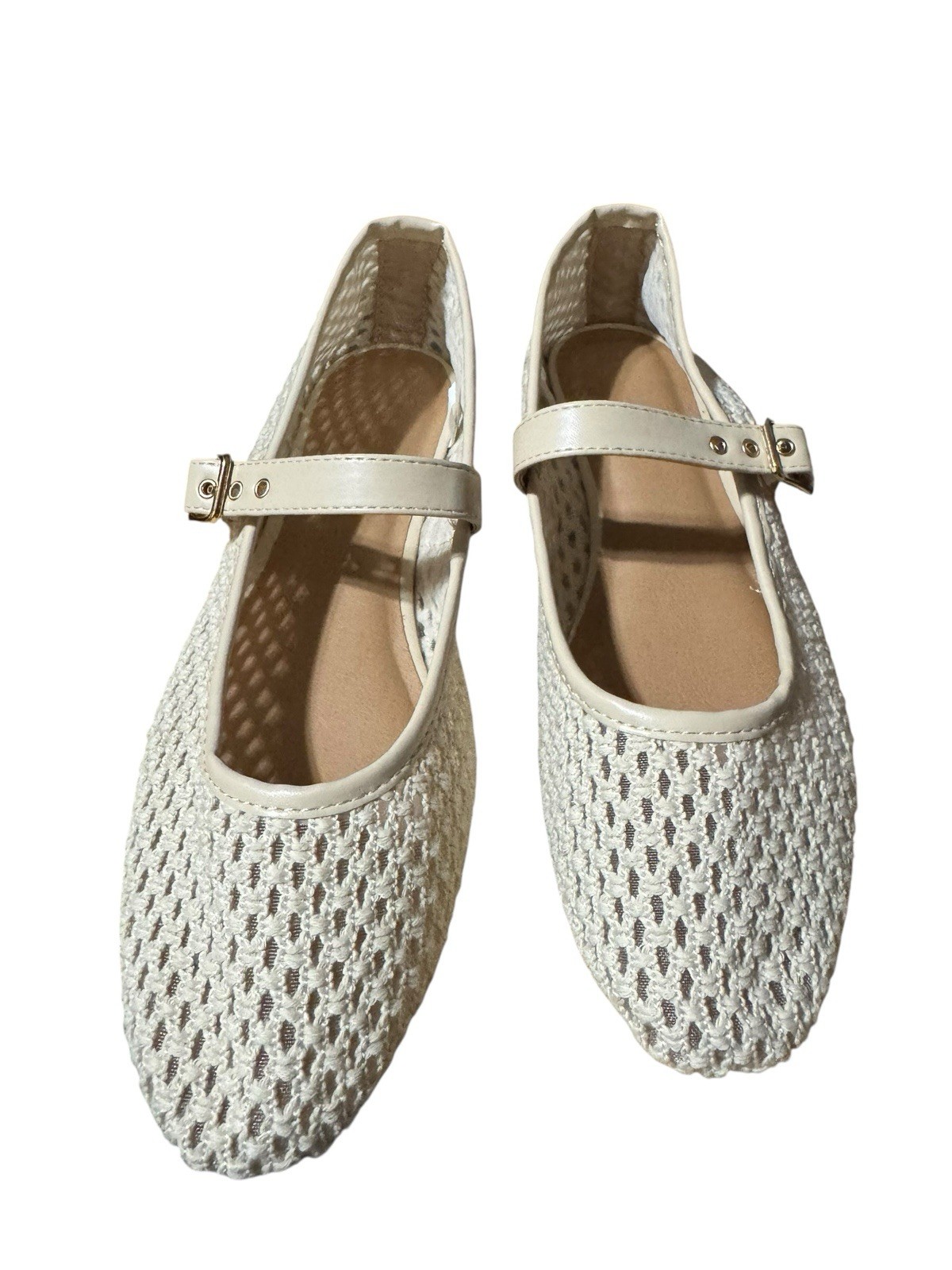 Universal Thread Womens Sylvia Woven Mary Jane Flats Cream Off White 9 1/2 New