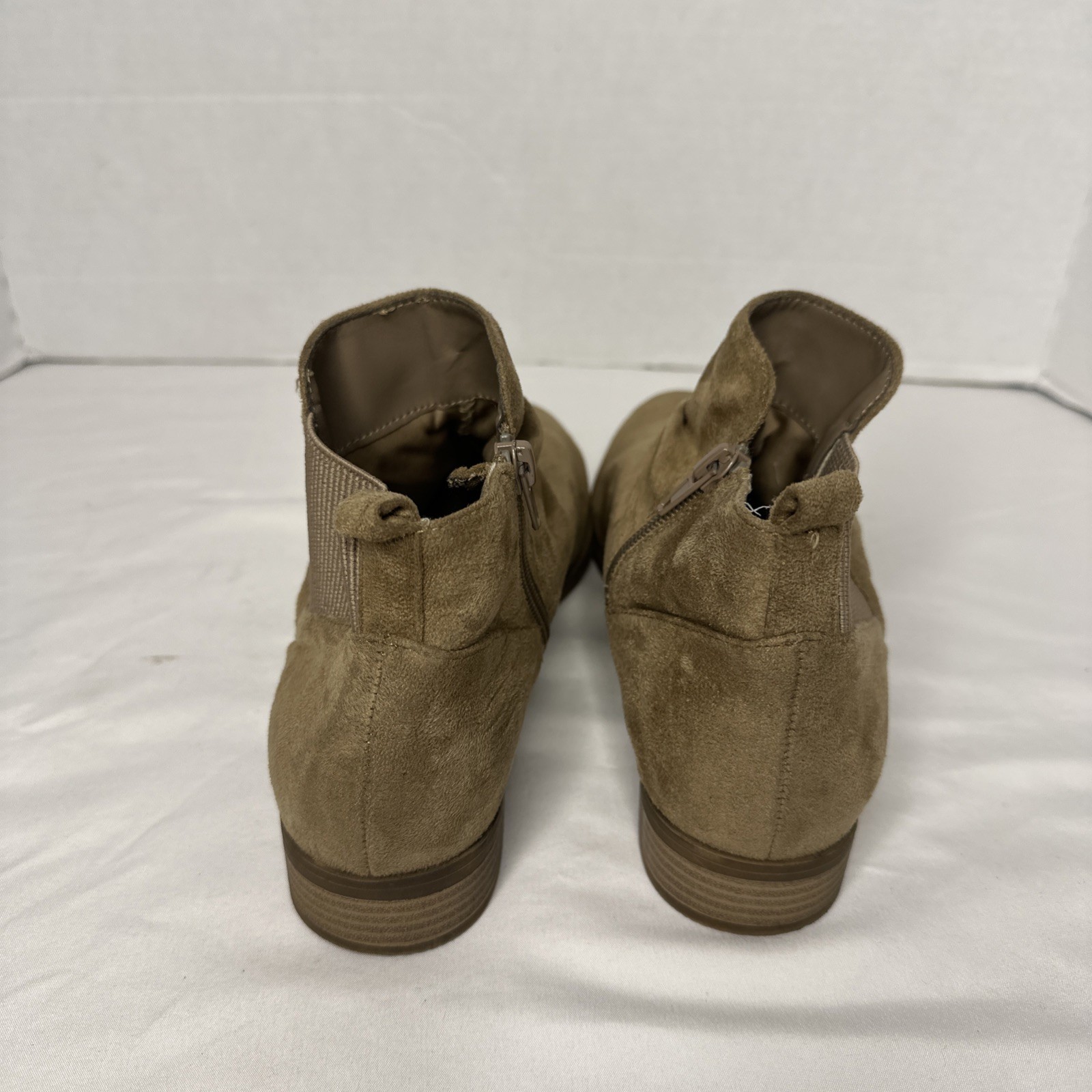 David Aaron Ankle Boots Suede Leather Side Zip Casual Tan Size 8.5