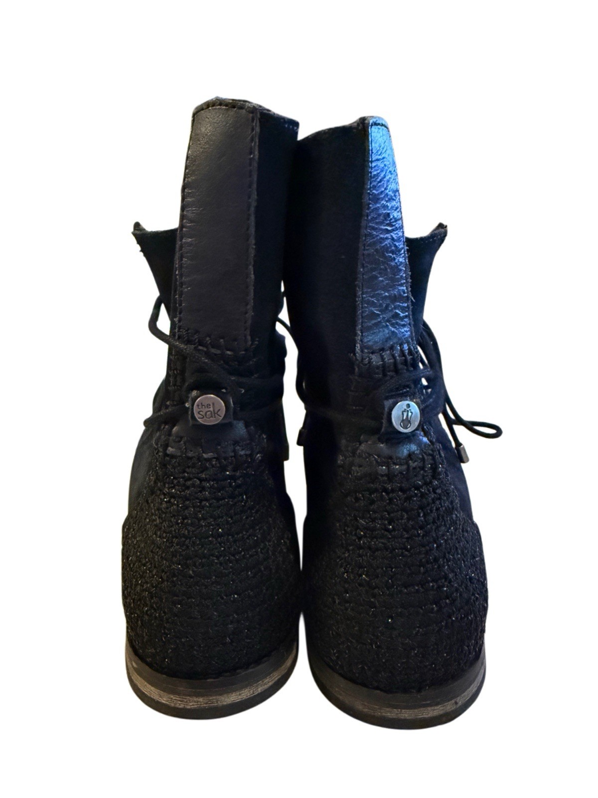 The Sak Jada Black Studded Leather Moto Ankle Boots Boho Punk Festival NWT 9 NEW
