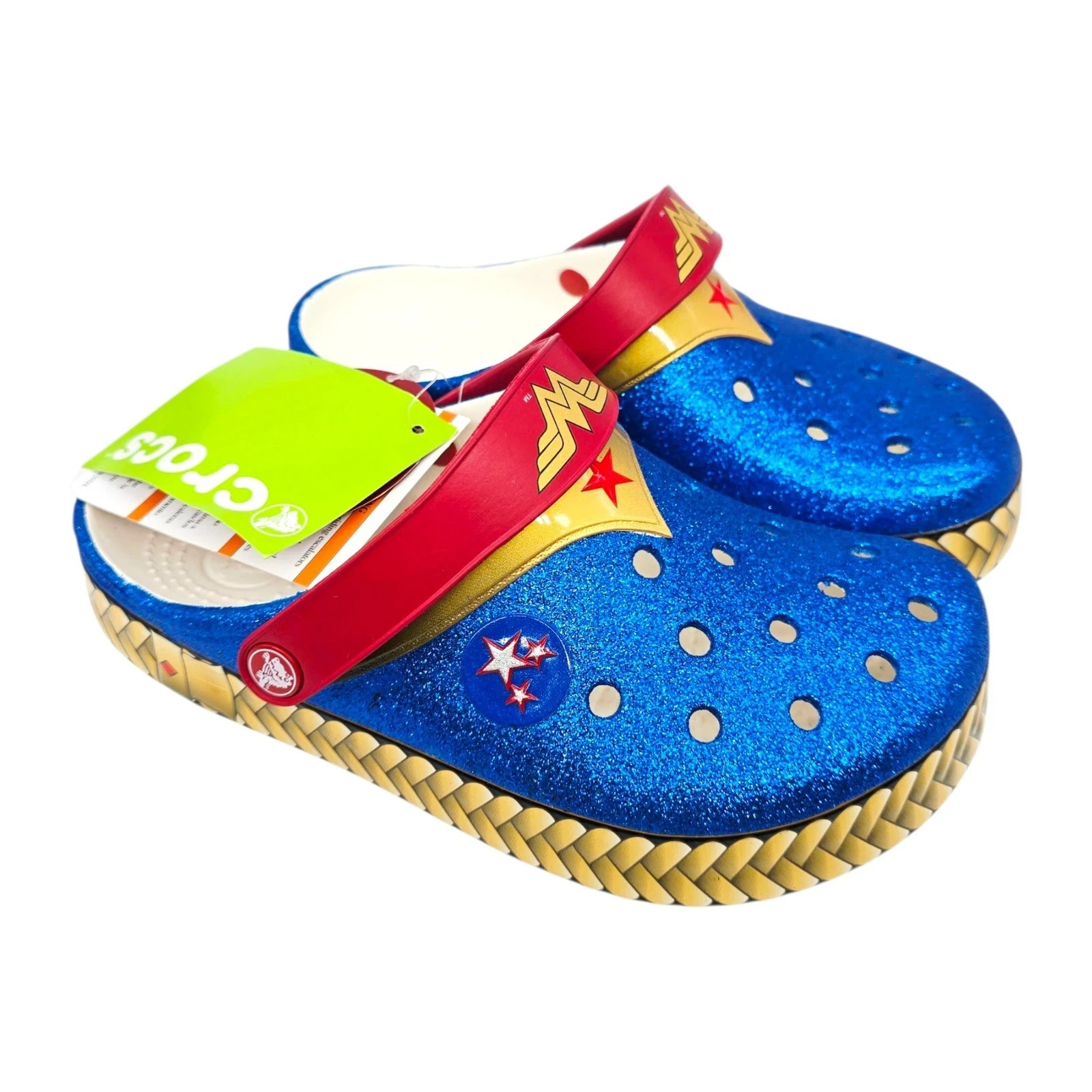 Crocs Crocsband Wonder Woman Clogs Women’s Size 9 Blue Glitter Relaxed Fit NEW