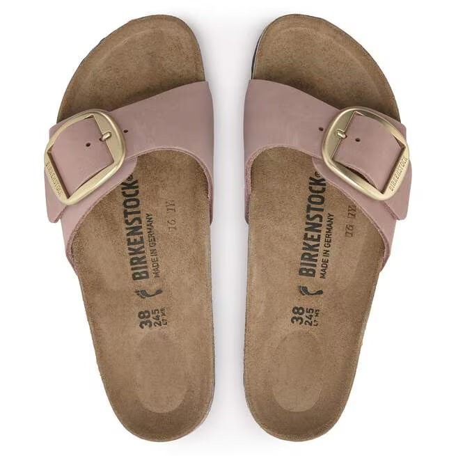 Birkenstock Madrid Big Buckle Nubuck Leather Sandals Women’s Shoes-Old Rose