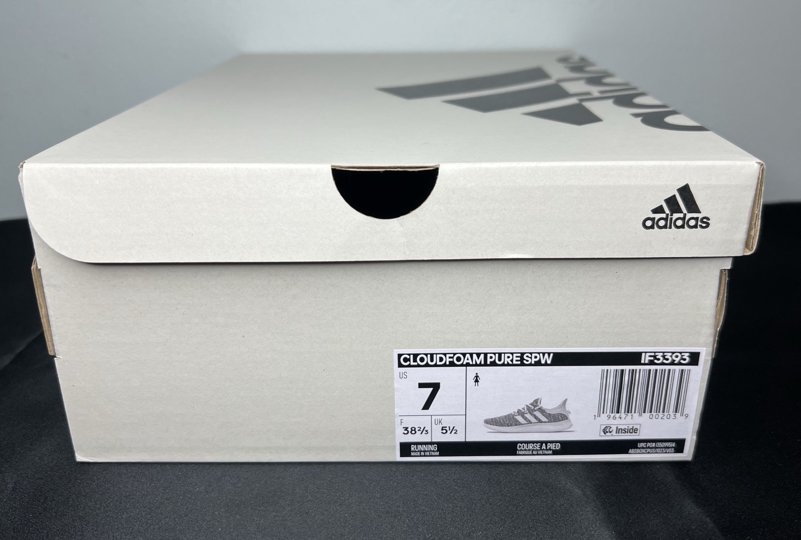 Adidas Empty Shoe Box Sneaker Storage Logo Grey Black 11.25”x8.75” Sz 7 BOX ONLY