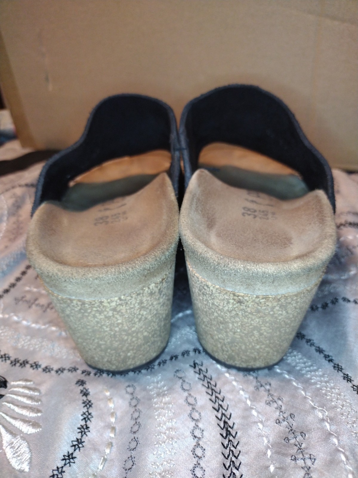 Birkenstock Papillio Namica Womens Size US 7-7 1/2 Black Wedge Slide Sandals