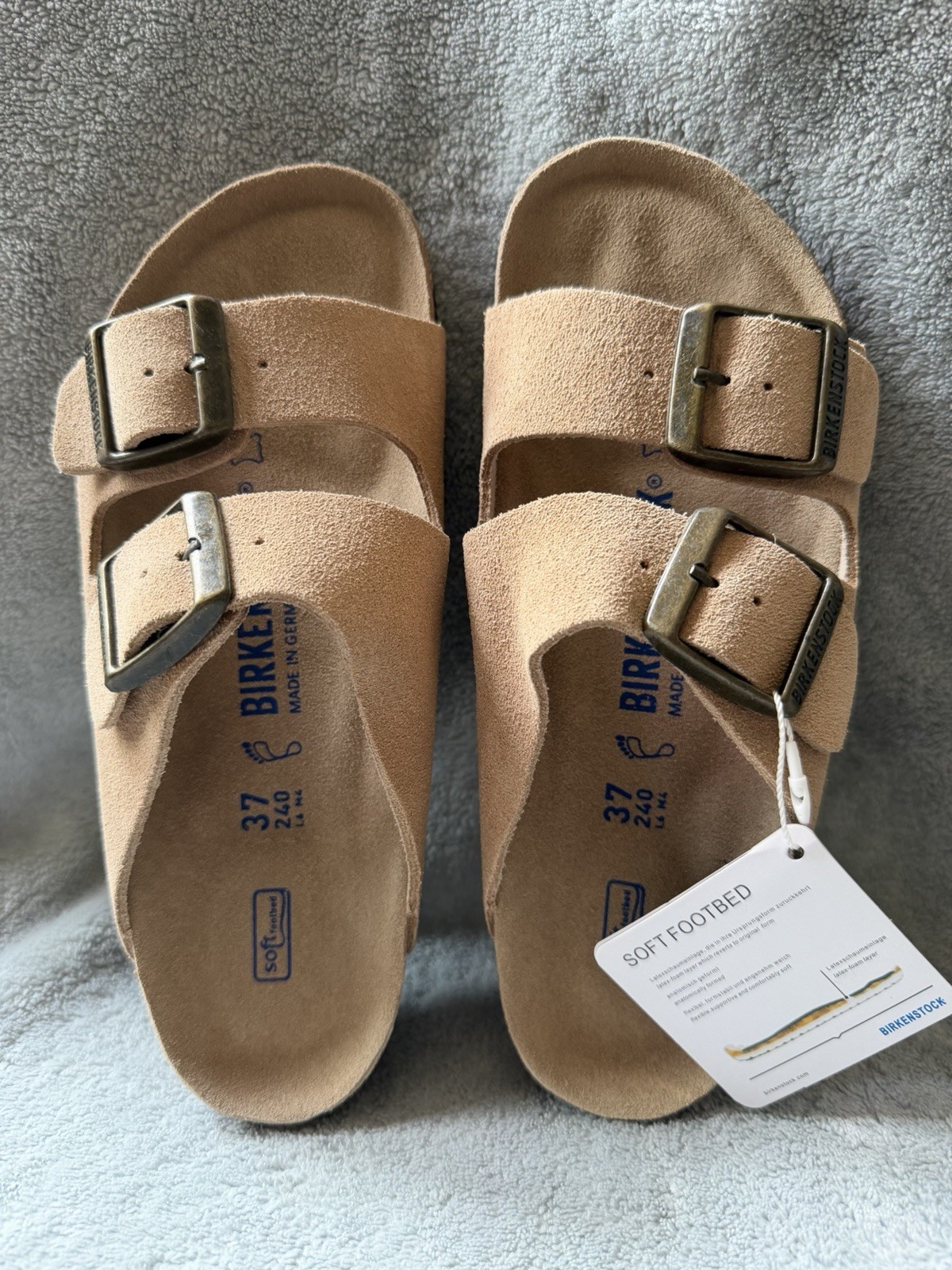 Birkenstock Arizona BS Taupe Soft Footbed Narrow EU37 US6 Sandals
