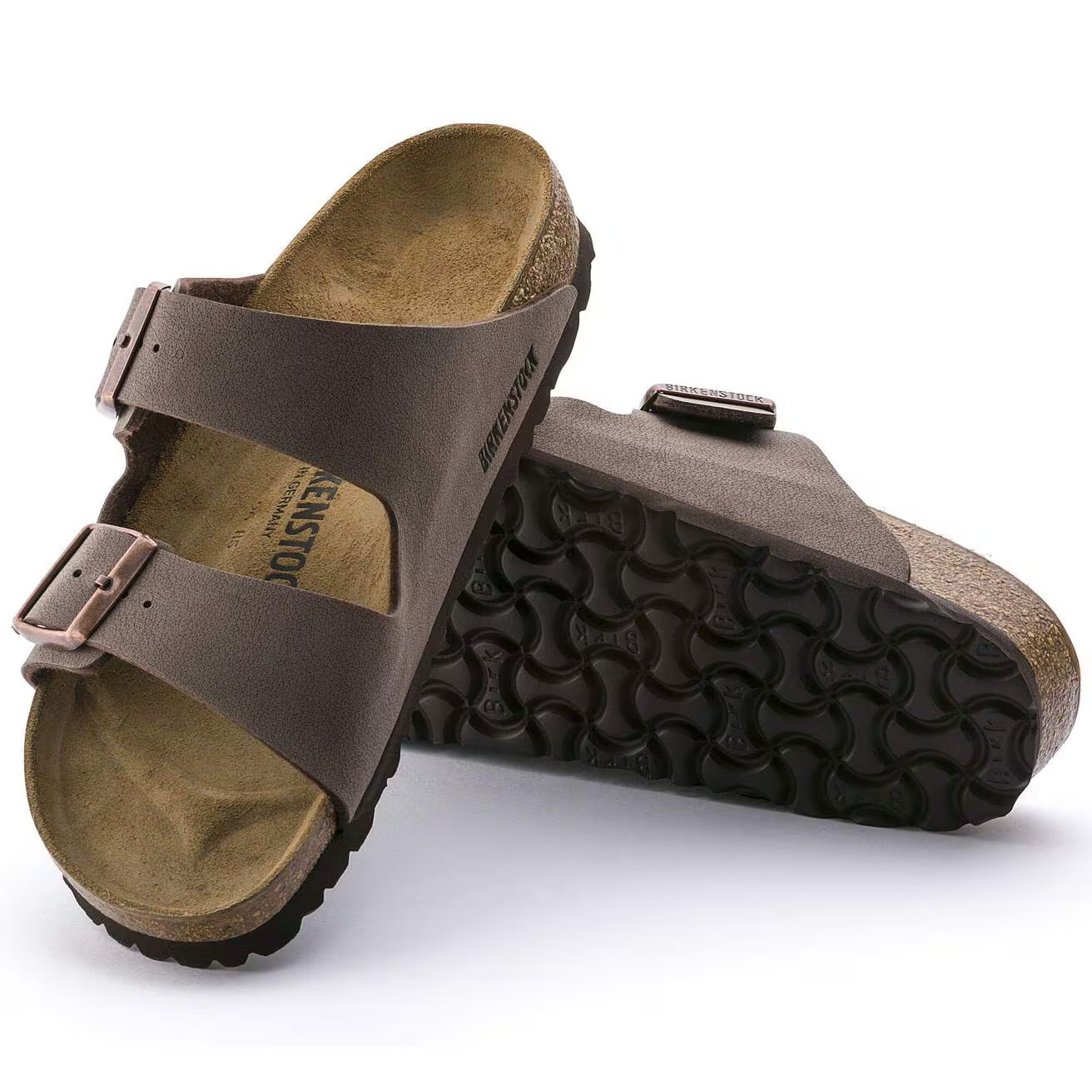 Birkenstock Arizona Mocha/Black Birkibuc Leather Soft Footbed Sandals EU37-45