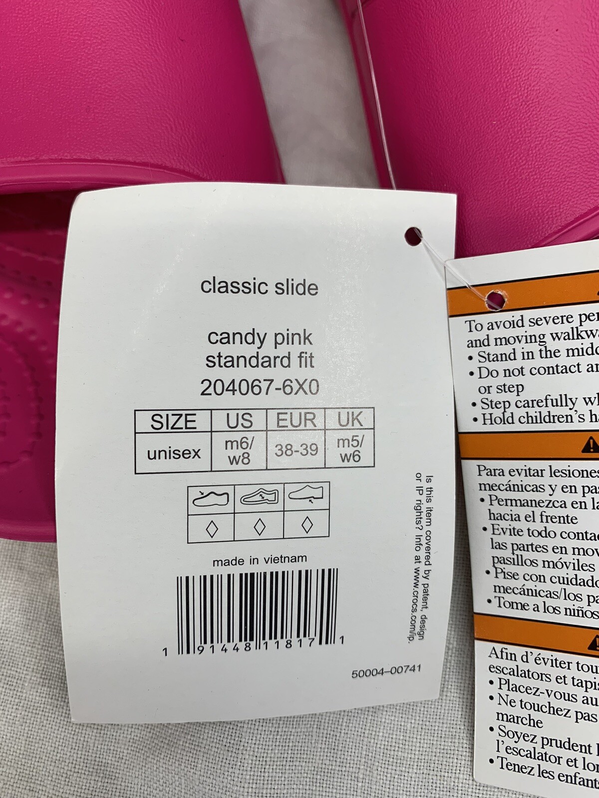 Crocs Classic Slide Sandals Candy Pink Size M6/ W8 Standard Fit NWT