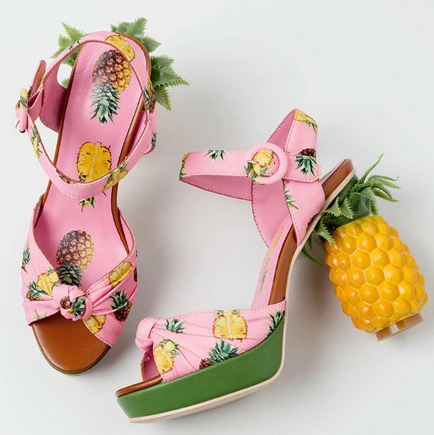 Women’s Sandals Print Pineapple High Heels Shoes Party Show Ball Gown Plus Size