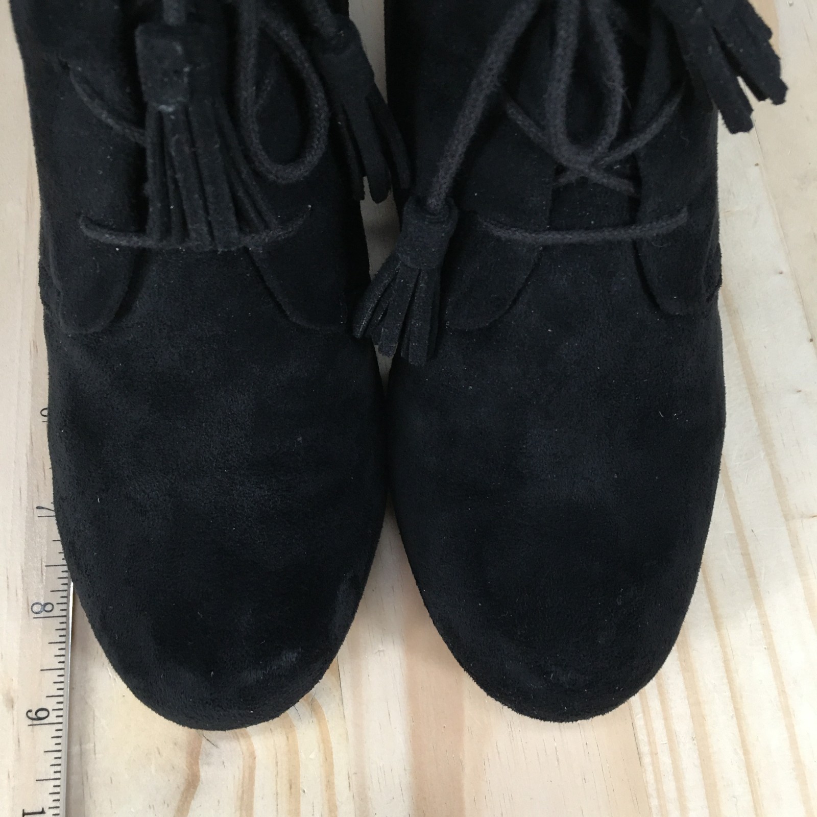 Dr Scholls Dakota Ankle Boots Womens 7 M Round Toe Casual Lace Up Wedge Black