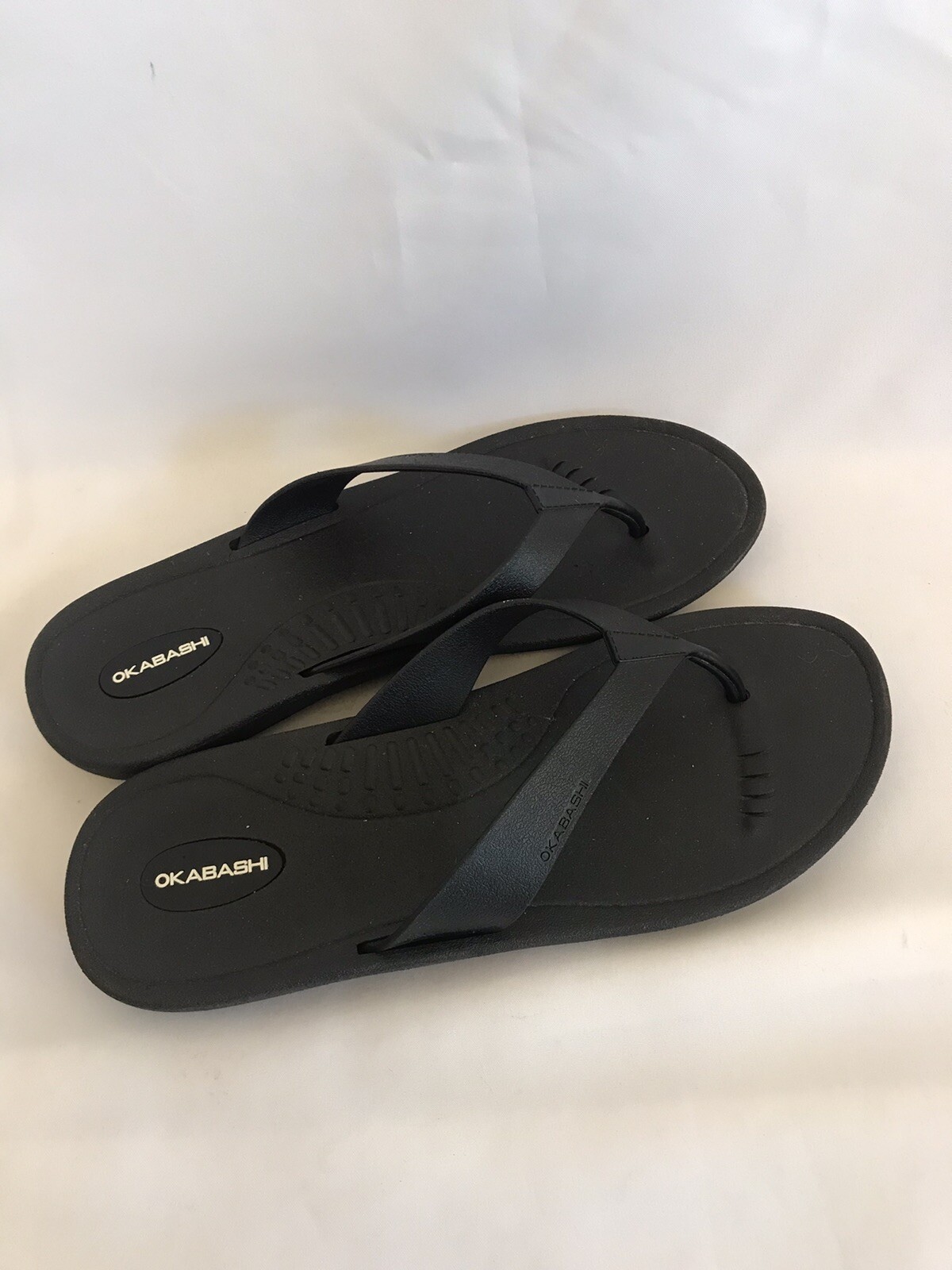 Okabashi Women’s Size L 9-10 Flip Flop Ortho Style Black Flats Sandals Made USA