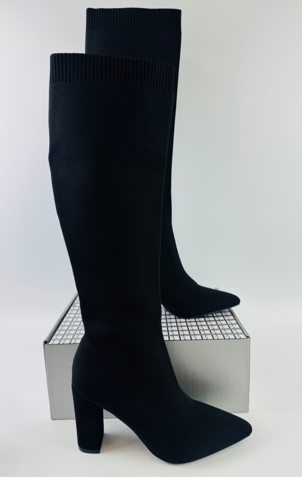 NEWBELLA Womens Stretch Knit Over Knee Boots Chunky Heel Anti-Slip Winter Boot 6