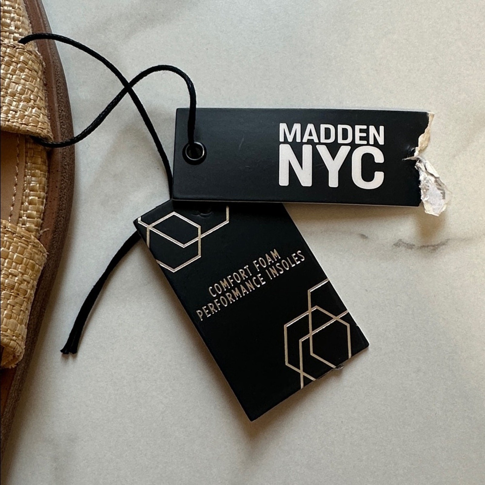 NWT Madden NYC Woven Scalloped Slide Sandals – Natural Tan size 9 1/2
