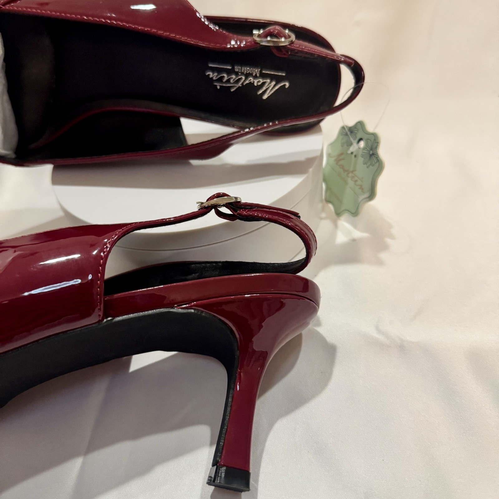 Burgundy Heel for Women Slingback Point Closed Toe Heels Slingback Ankle Strap