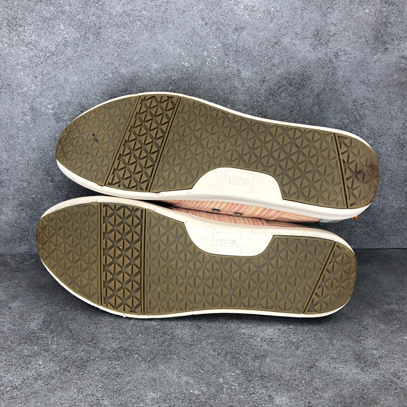 Toms Del Rey Canvas Sneaker Shoes, Orange Stripe, Women’s 9