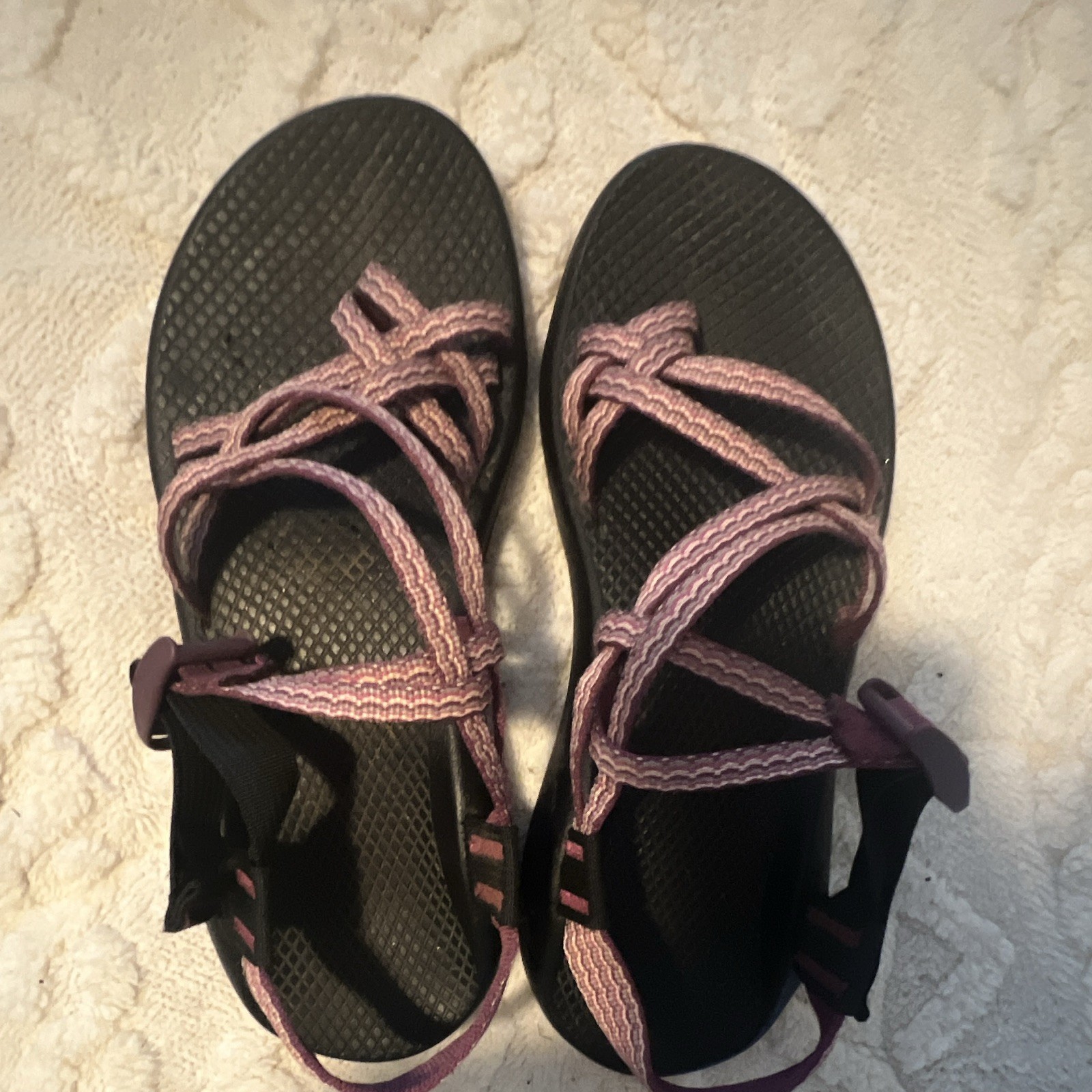 Chaco Women’s US 9 Strappy Sandals Black Pink Purple Adjustable Ankle Strap
