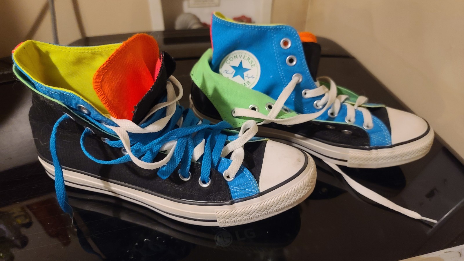 Converse Two Fold High Top Women’s 10 Multicolor Men’s 8 Black/White/Blue/Pink