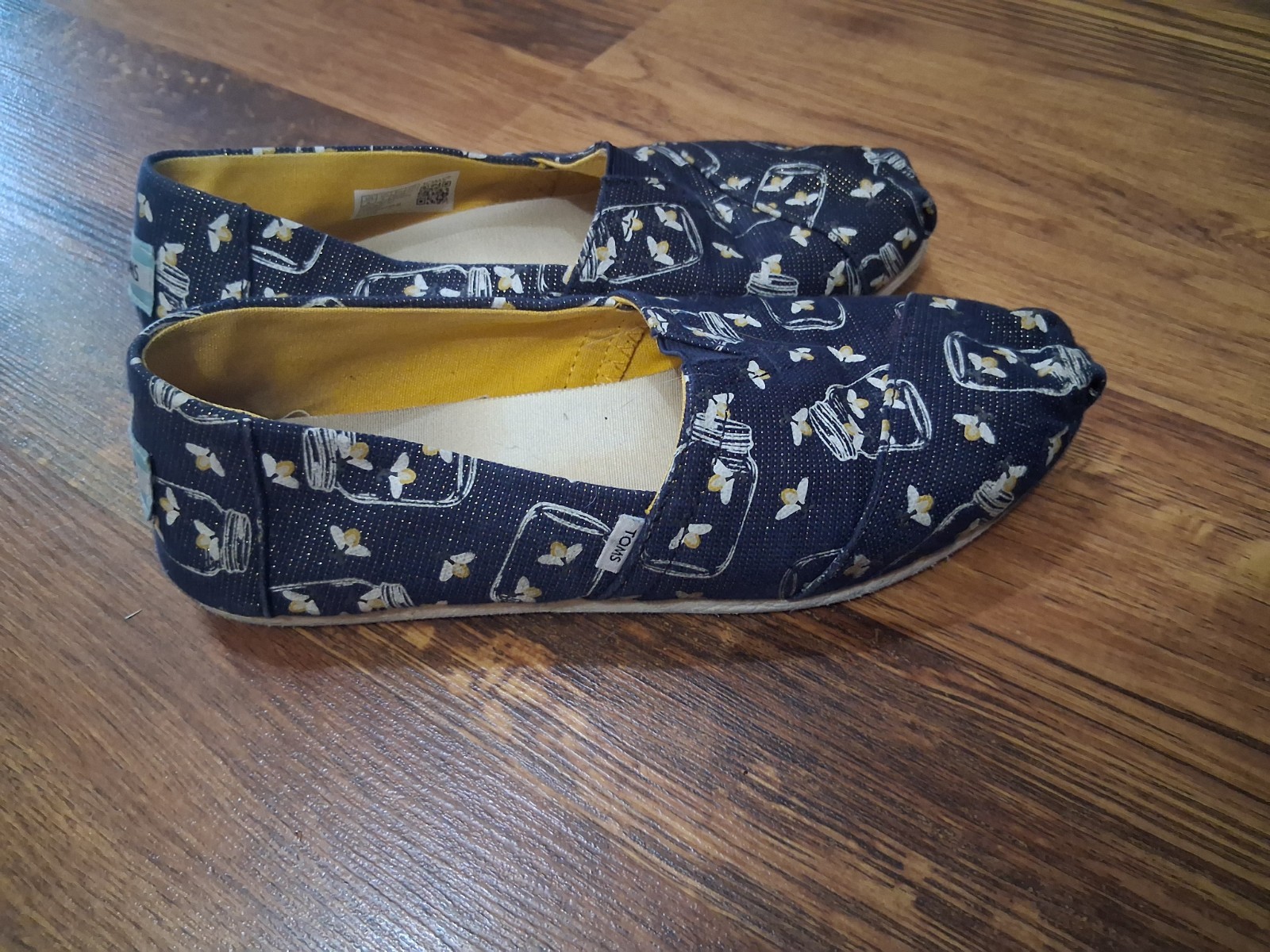 TOMS Women’s Size 6 Canvas Flats Navy Blue – GLOW IN THE DARK Lightning Bugs