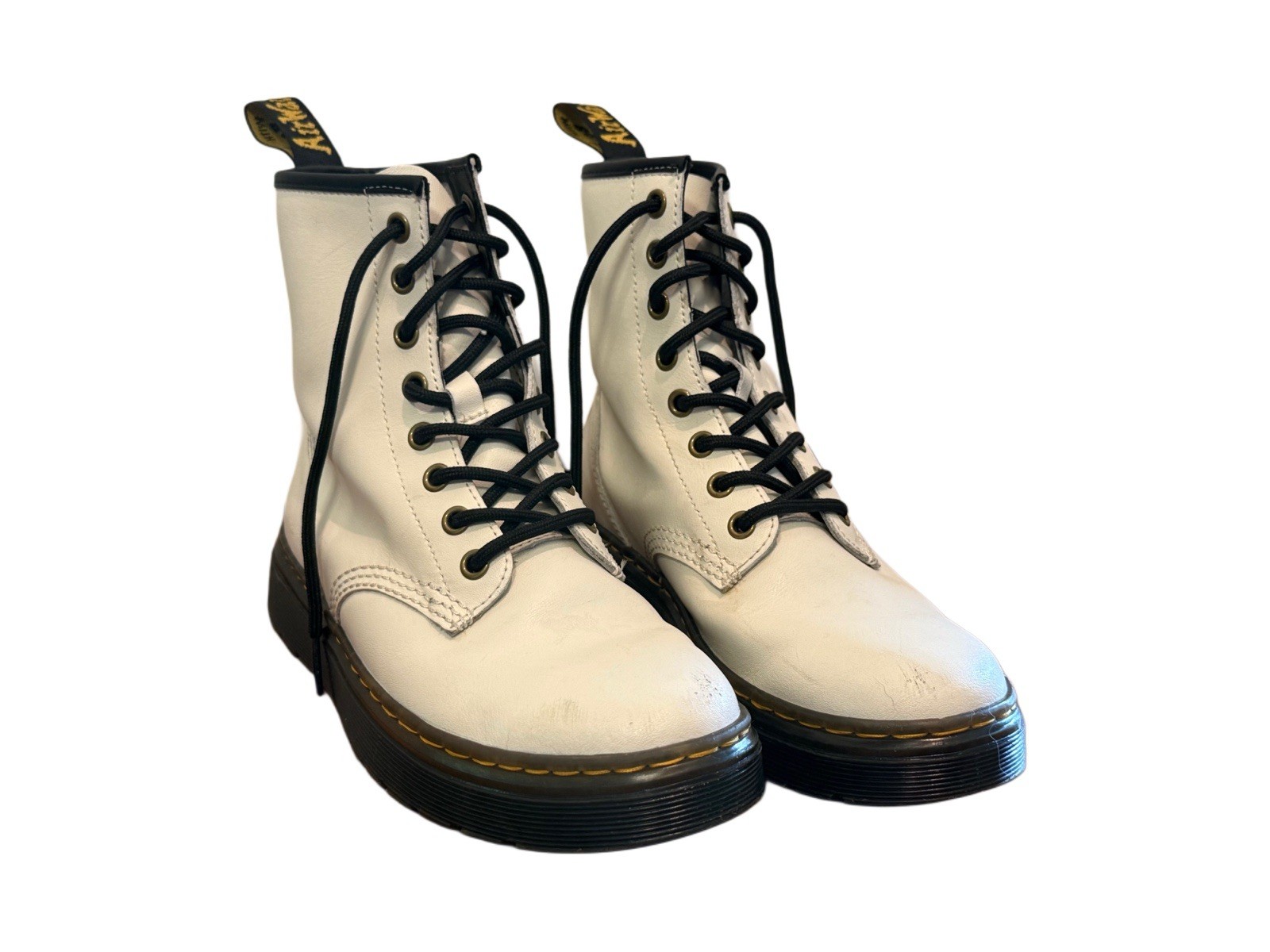 Dr. Martens Zavala Boots Women’s US 6 White Black 8 Eye Lace Up Combat Docs