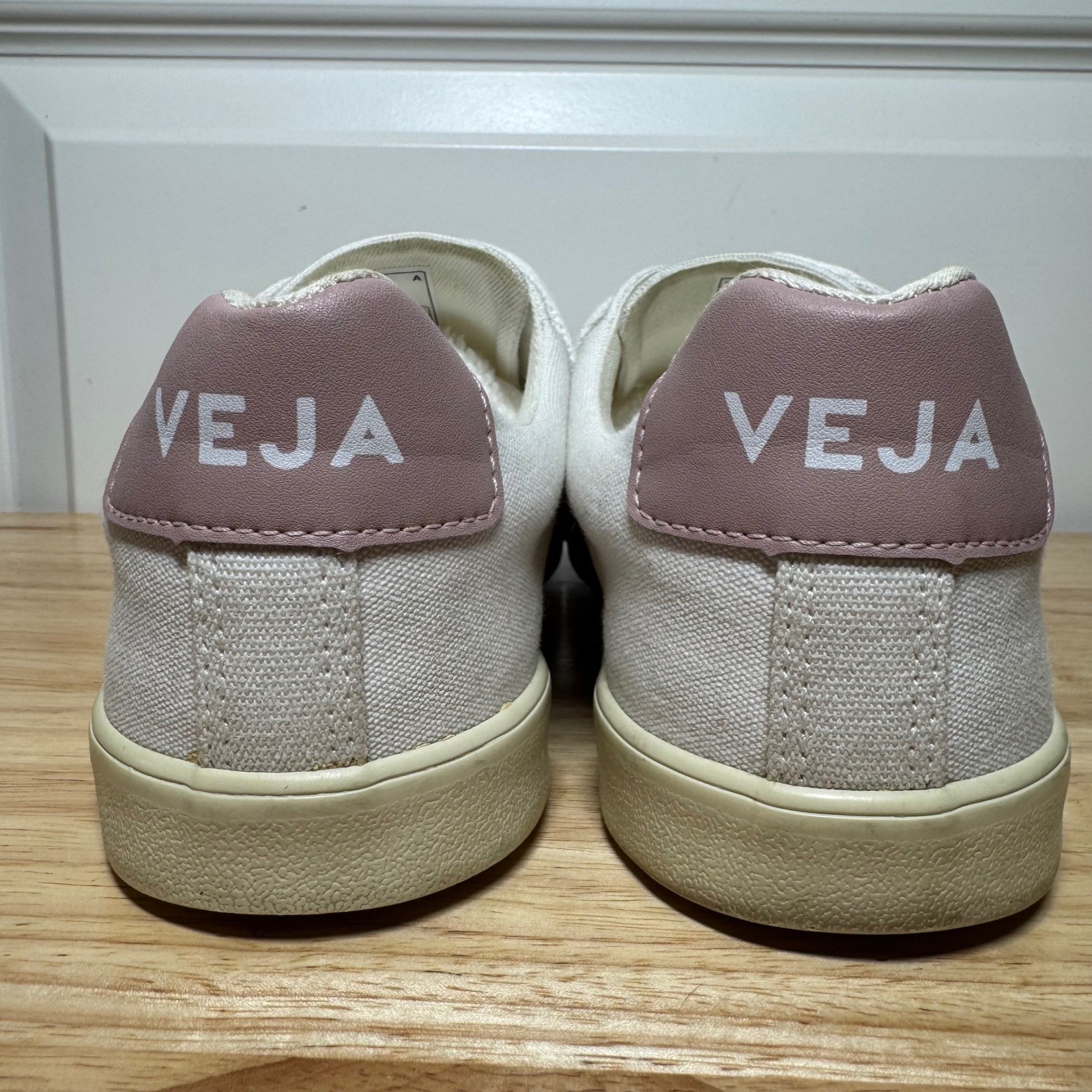 Veja Esplar Canvas Sneakers Women 8 White Petale Pink Shoes Made in Brazil