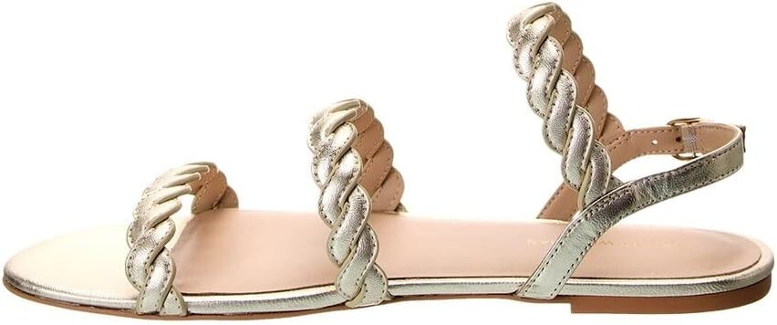 Stuart Weitzman Platino Gold Twistie Slingback Sandals 8.5 EU 39 WORN ONCE