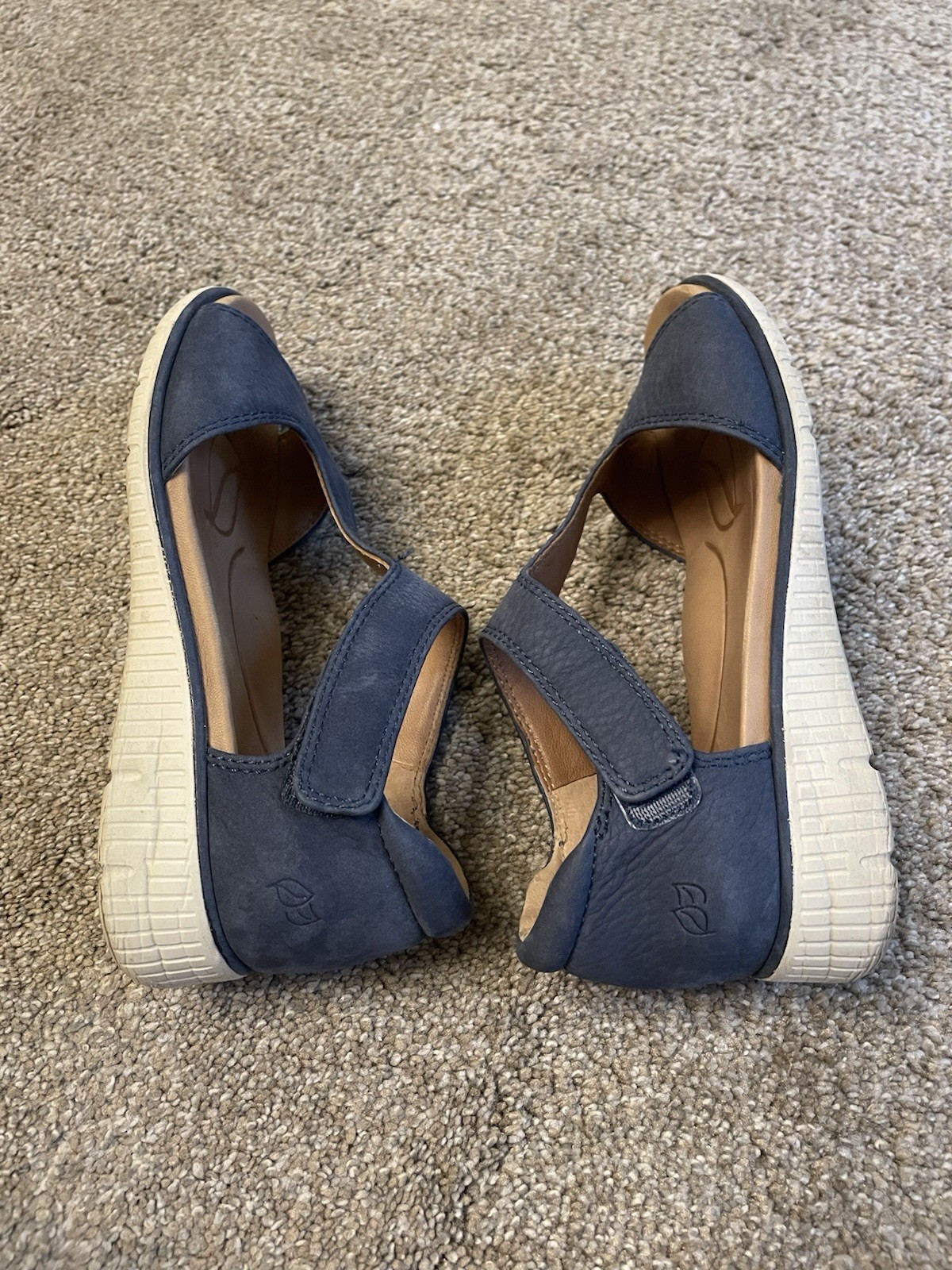 Nurture By Lamaze Leather Wedge Sandals In Navy Blue Size 6.5 M Comfortable
