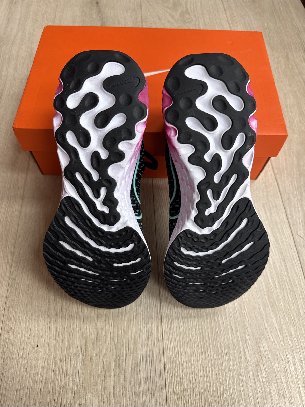 NEW AUTHENTIC NIKE REACT INFINITY FLYKNIT RUN 3 «BLACK PINK TURQUOIS»WMNS US 8.5