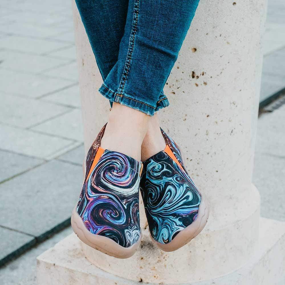 Women Size 5-10.5 UIN Slip On Shoes Canvas Comfortable Loafers «Starry Night #1»