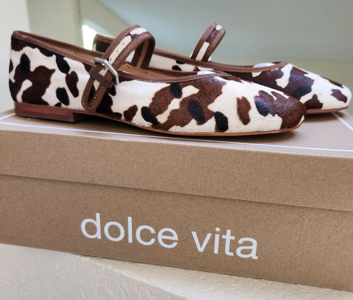 Dolce Vita Roslyn Ballet Flats Cocoa Taurus Calf Hair Real Fur Size 7.5 NIB