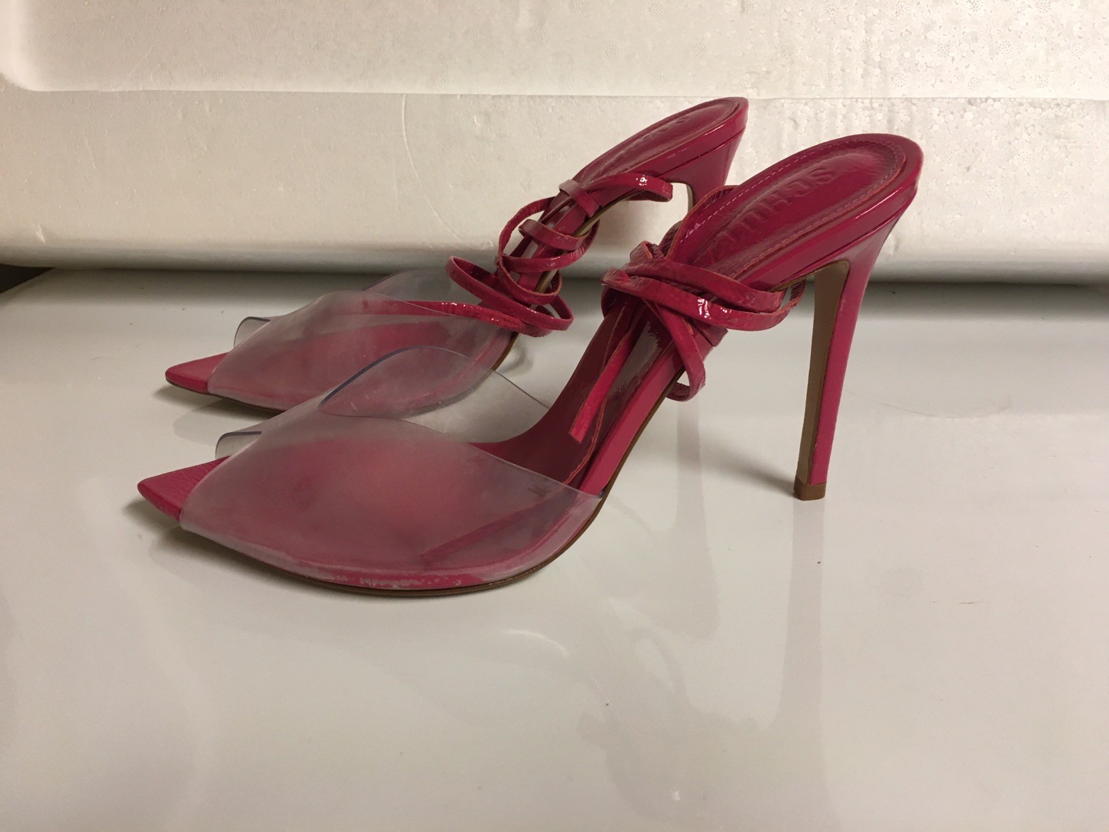 Schutz Stiletto Strap Transparent sandals 10 Pink