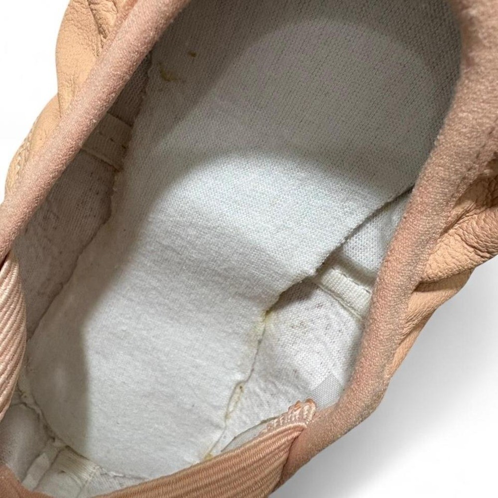 Pink leather split sole ballet slippers with criss cross elastic straps Size 7