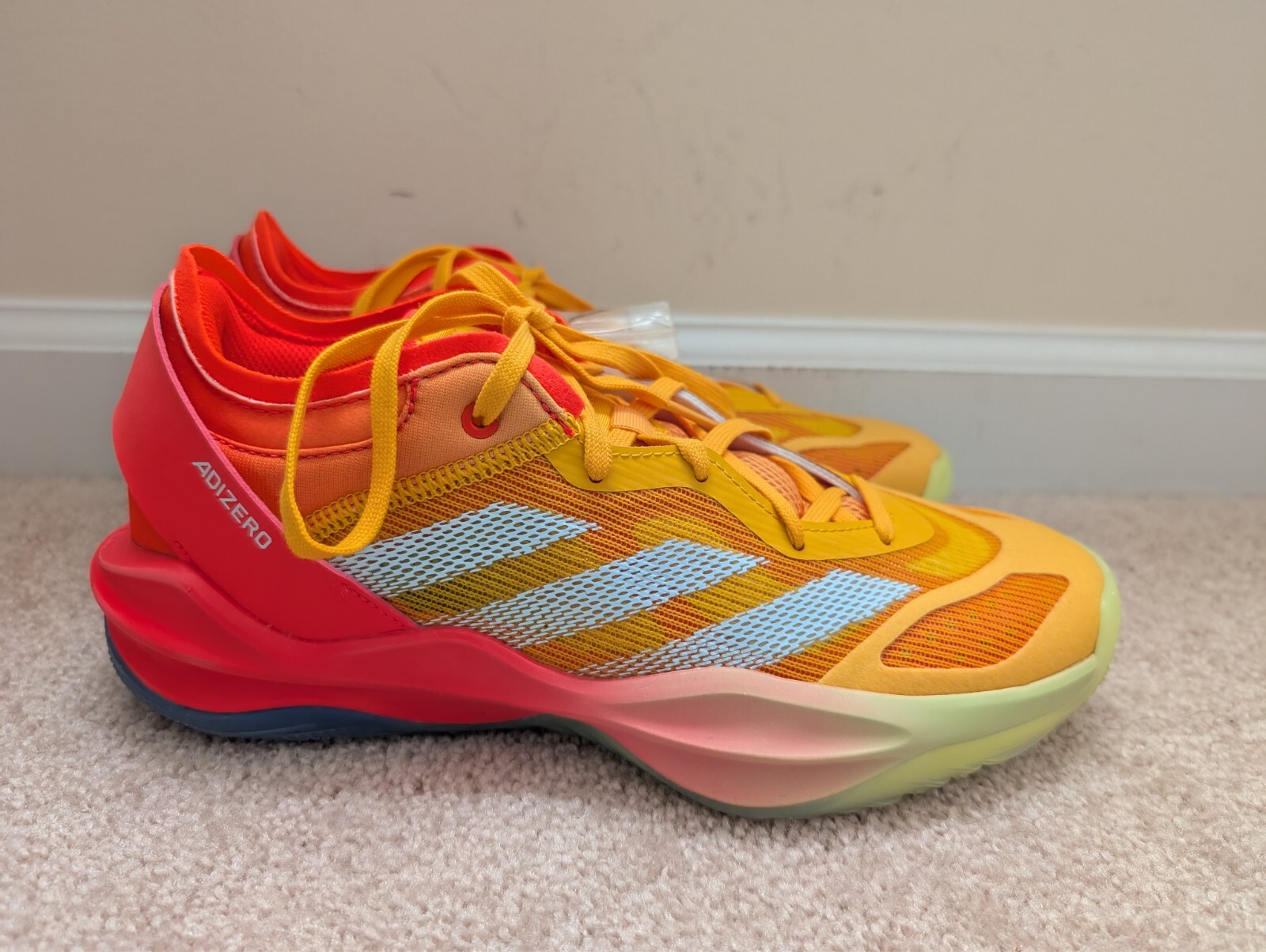 NWOB adidas Adizero Select 2.0 Low Top Lace Up Basketball Shoes, Orange, Sz 7.5