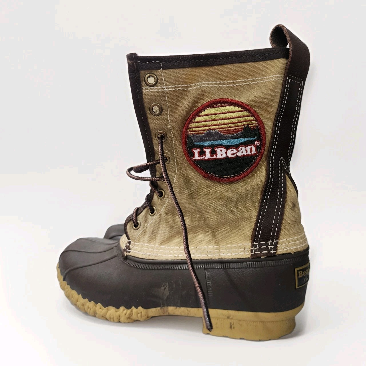 L.L. Bean Original Bean Boot Patch Waxed-Canvas Duck Hunting 10in Brown Maine 9M