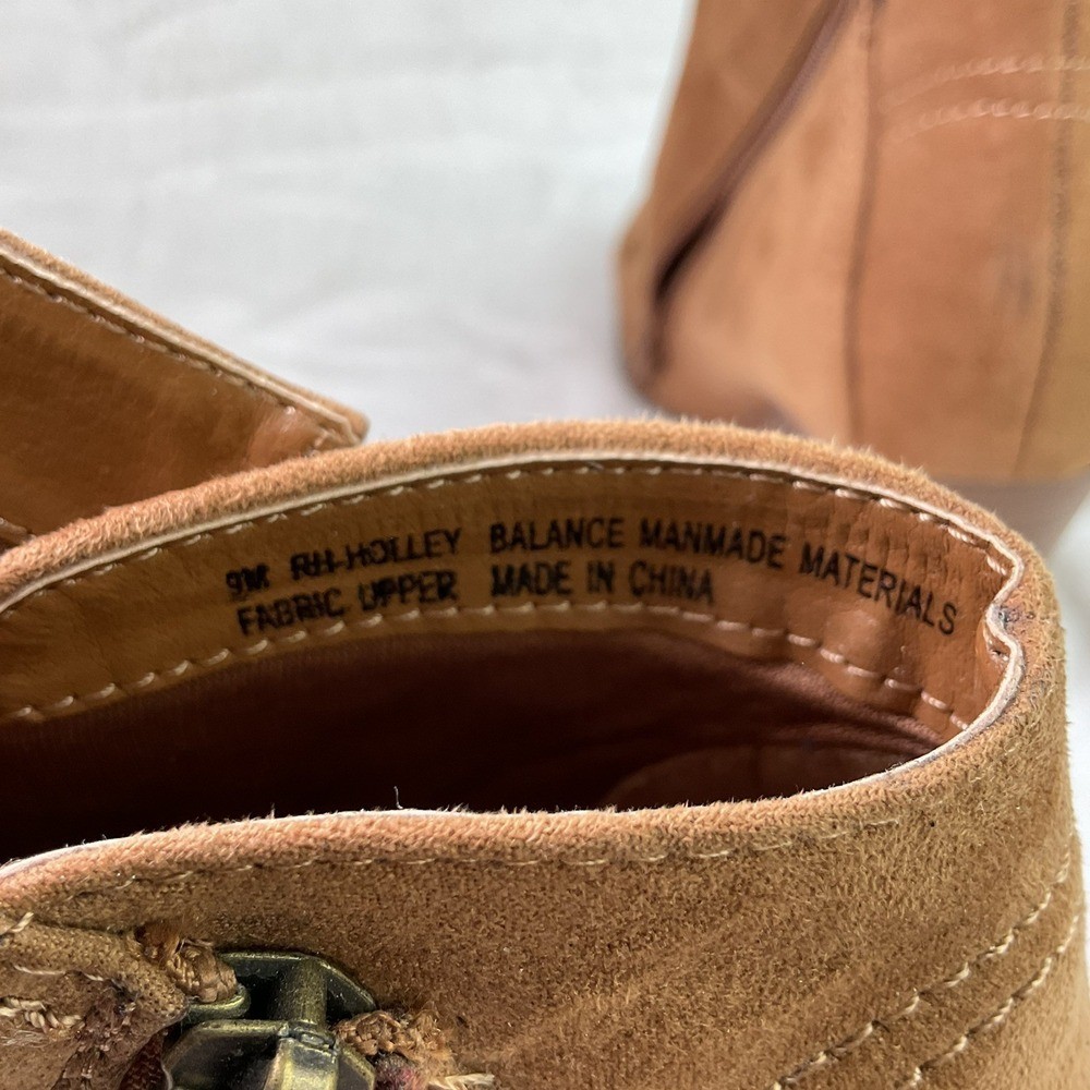 Ruff Hewn Tan Vegan Suede Wedge ZIP UP Booties size 9 WORN ONCE
