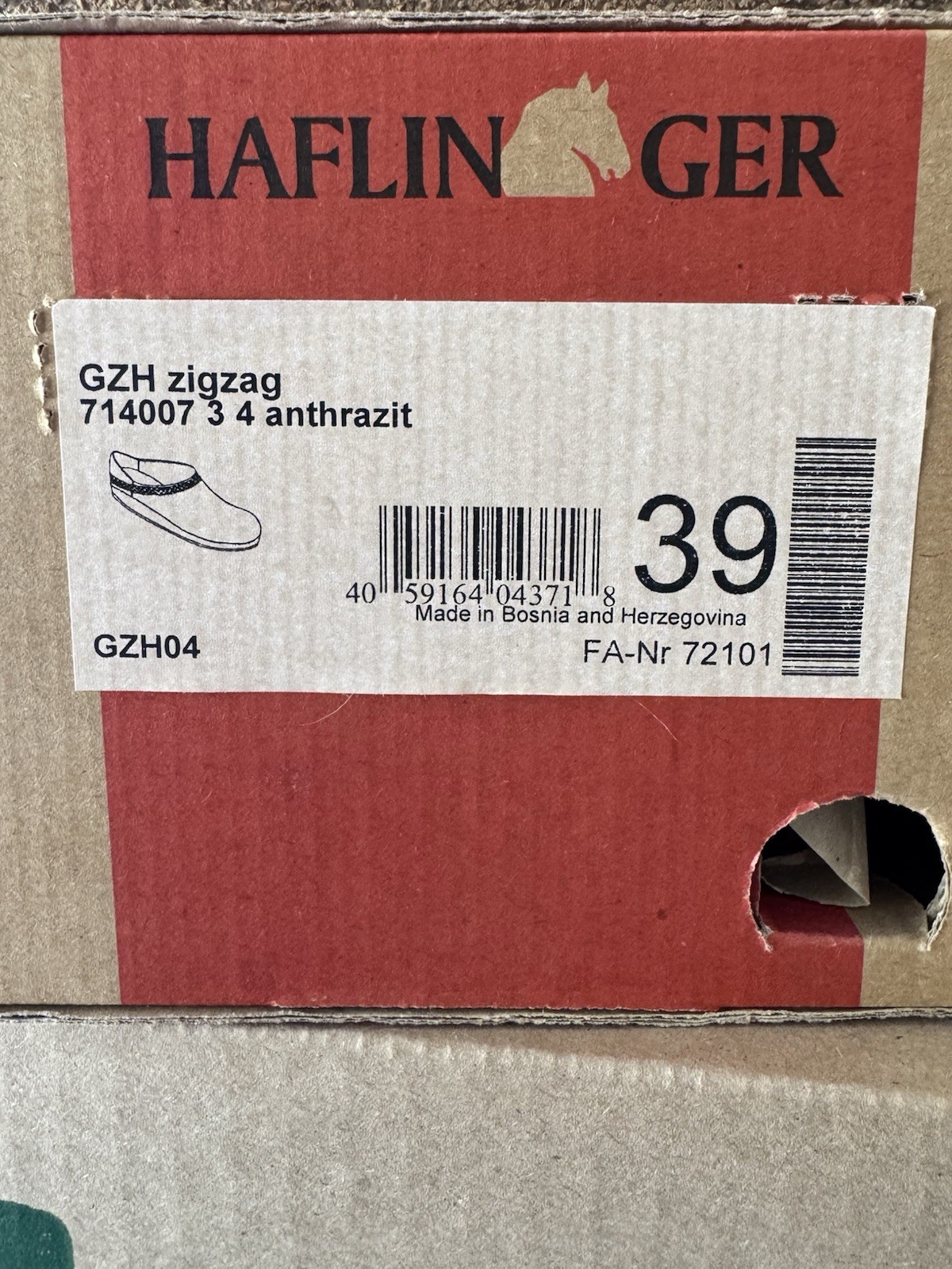 Haflinger GZH ZigZag Women’s US Size 39 Brand New w/Defects (see Description)