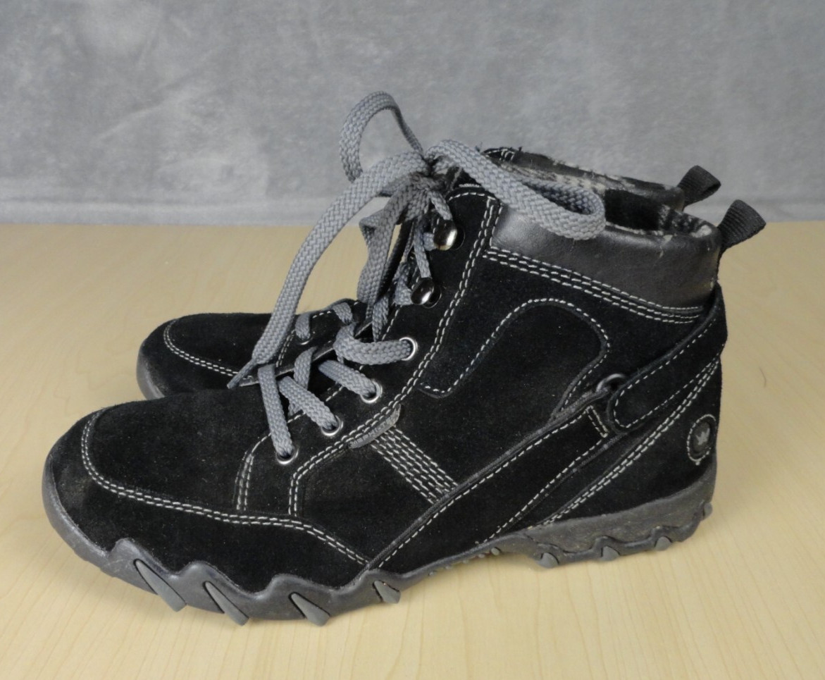 AllRounder by Mephisto Plaid Flannel Lined Black Gray Suede Boots Shoes 7Women