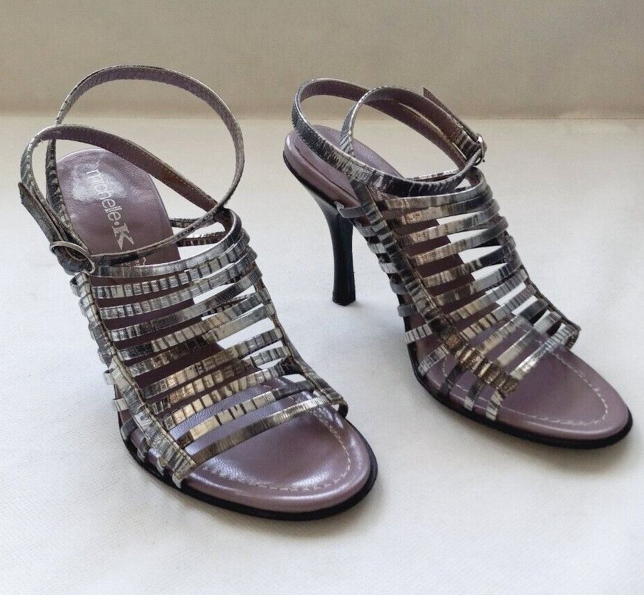 Michelle.K Women’s size US 7/37 Silve Leather Ankle Strap High Heel