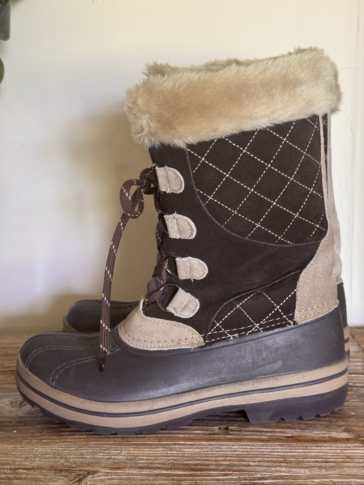 Magellan Outdoors Thinsulate Insulated Lace-Up Snow Boots Mid-Calf US 7 Brown