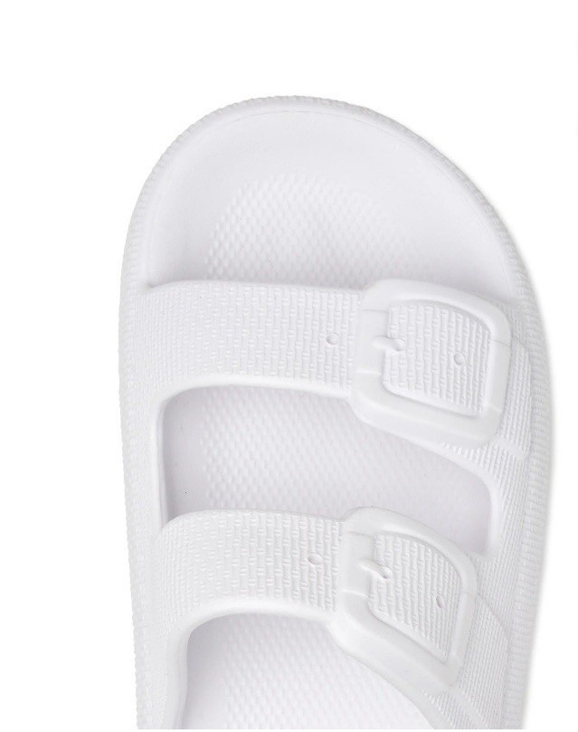 Women’s Flat Double Buckle Comfort Slide Sandals Color White New