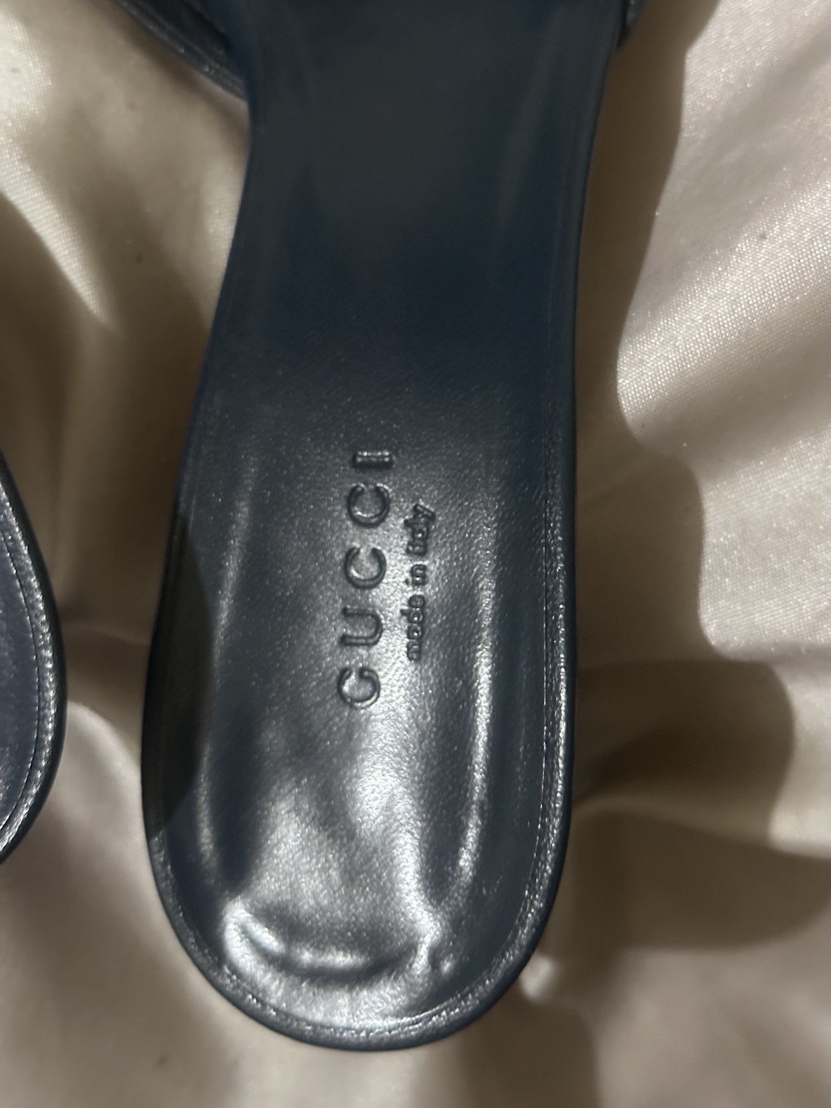 Gucci GG Logo Canvas Buckle Strap Slide Sandals Blue Beige Women’s 6B