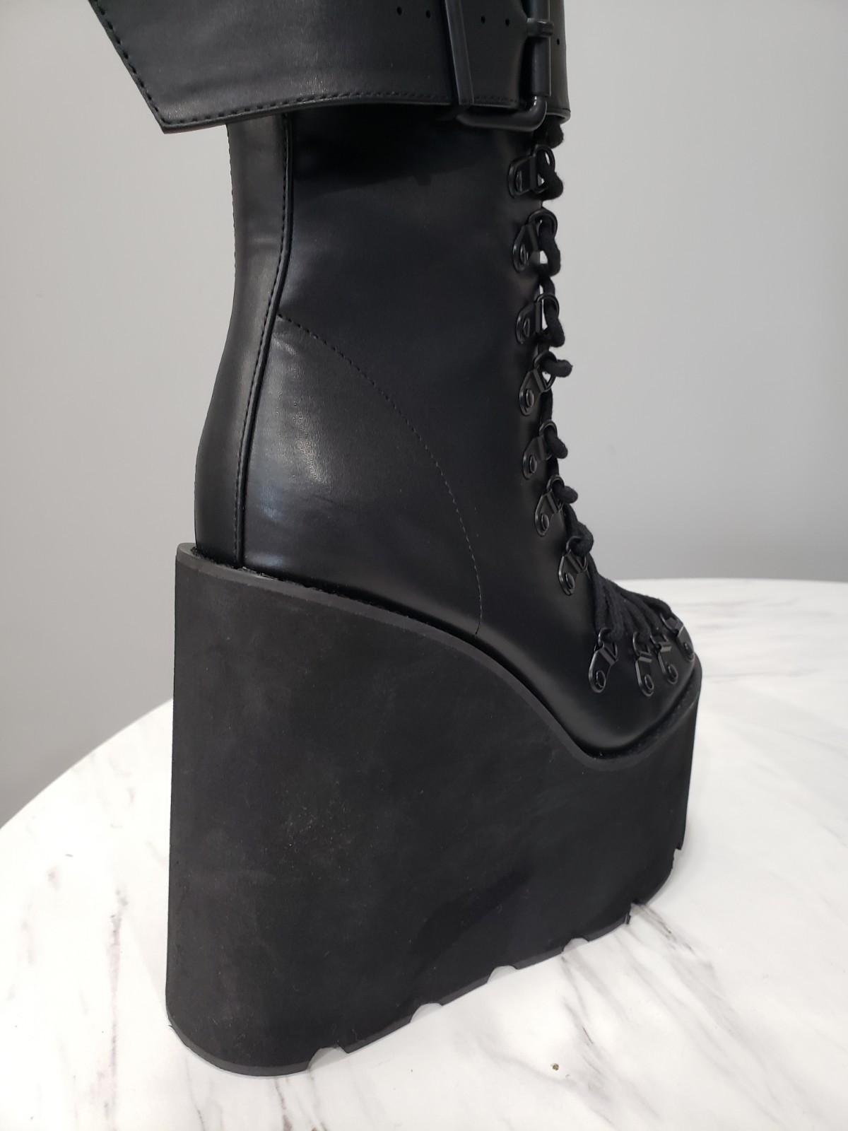 Current Mood by Dolls Kill Black Traitor Boots Size 7 gothic cybergoth rave