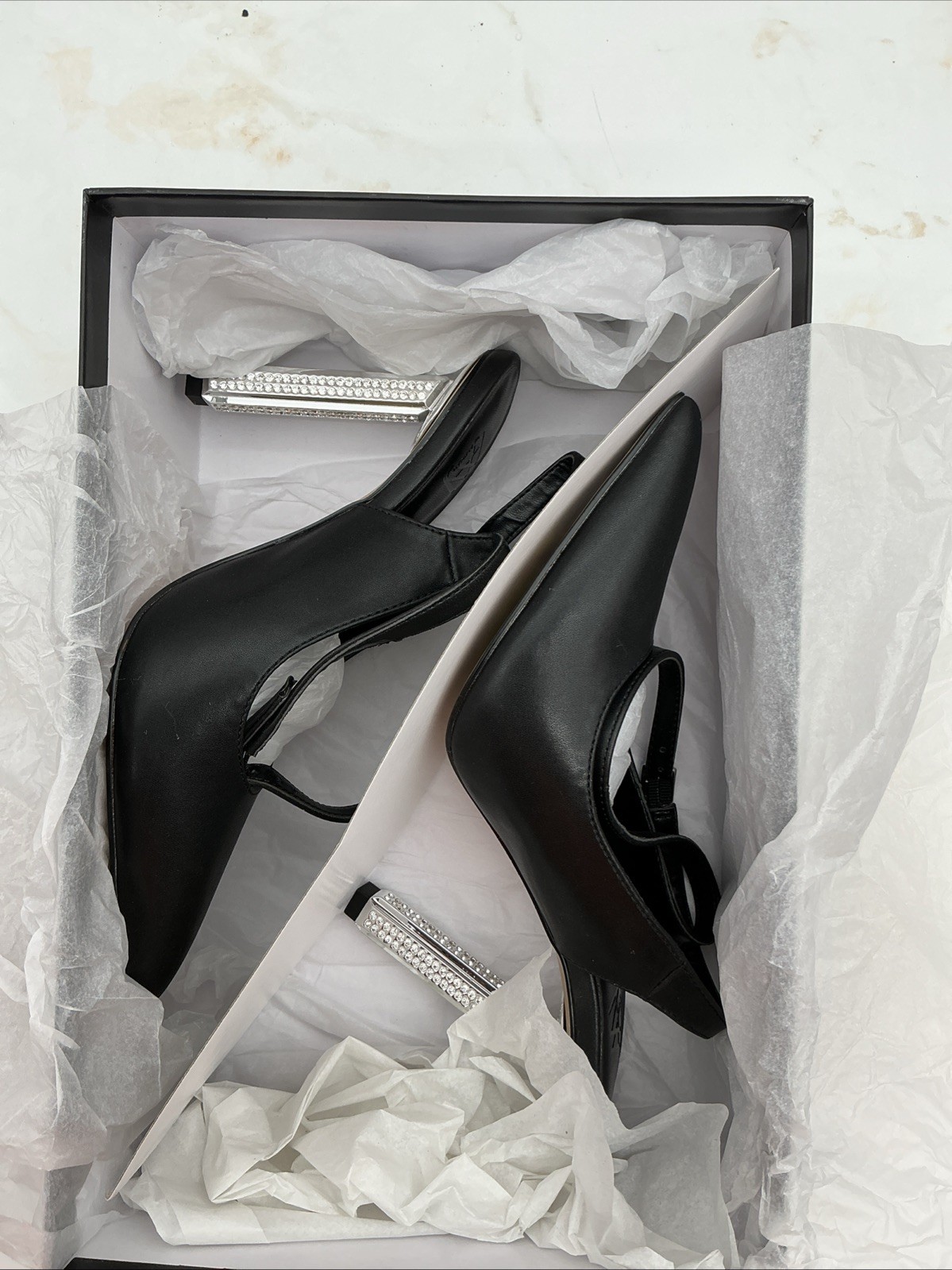 Aaj by Aminah Women’s Saraphina Embellished Heel Ankle-Strap Pumps – Black 5 M