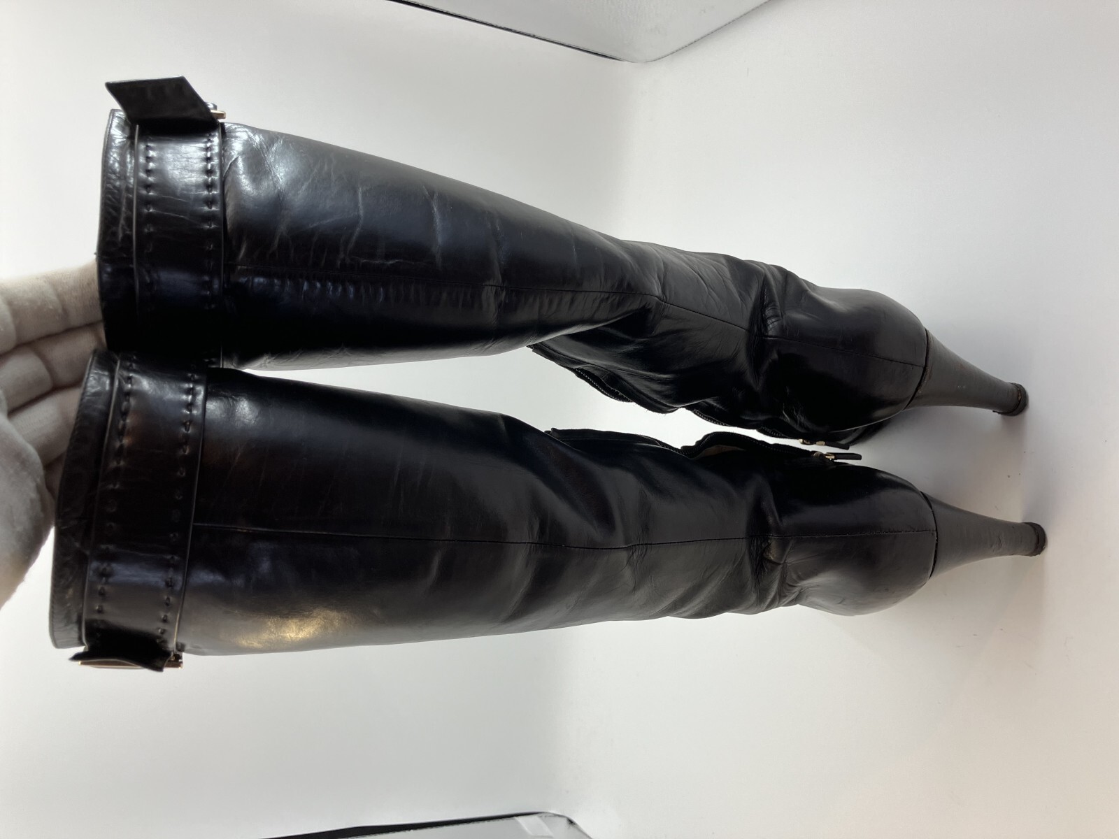 LOUIS VUITTON leather long boots black (EU 35.5)(US 5.5)(22.5 cm)(8.86 inch)…