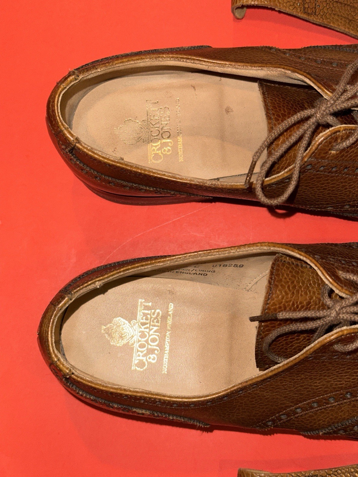 Crockett & Jones ASHFORD Brown Leather Pebble Grain Brogue Mens 95 C | US 9 READ