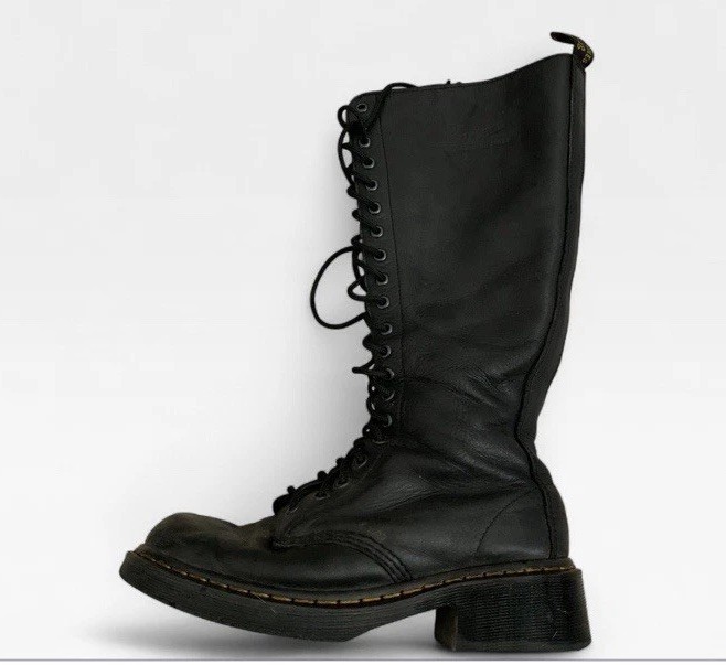 Dr Martens 1b60 Bex Pisa 20 Eye Black Knee High Boots *BROKEN ZIPPER* 8