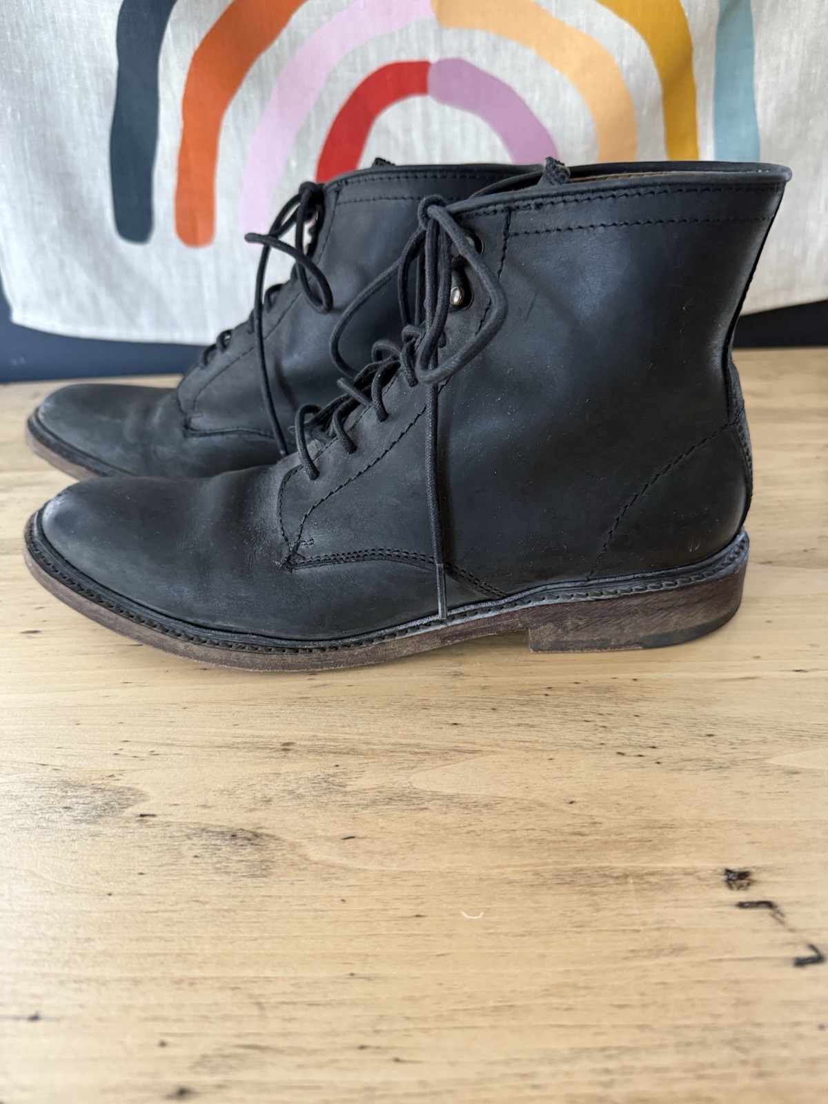 FRYE Women’s Classic Black Leather Lace-Up Ankle Boots Women’s Size 8B