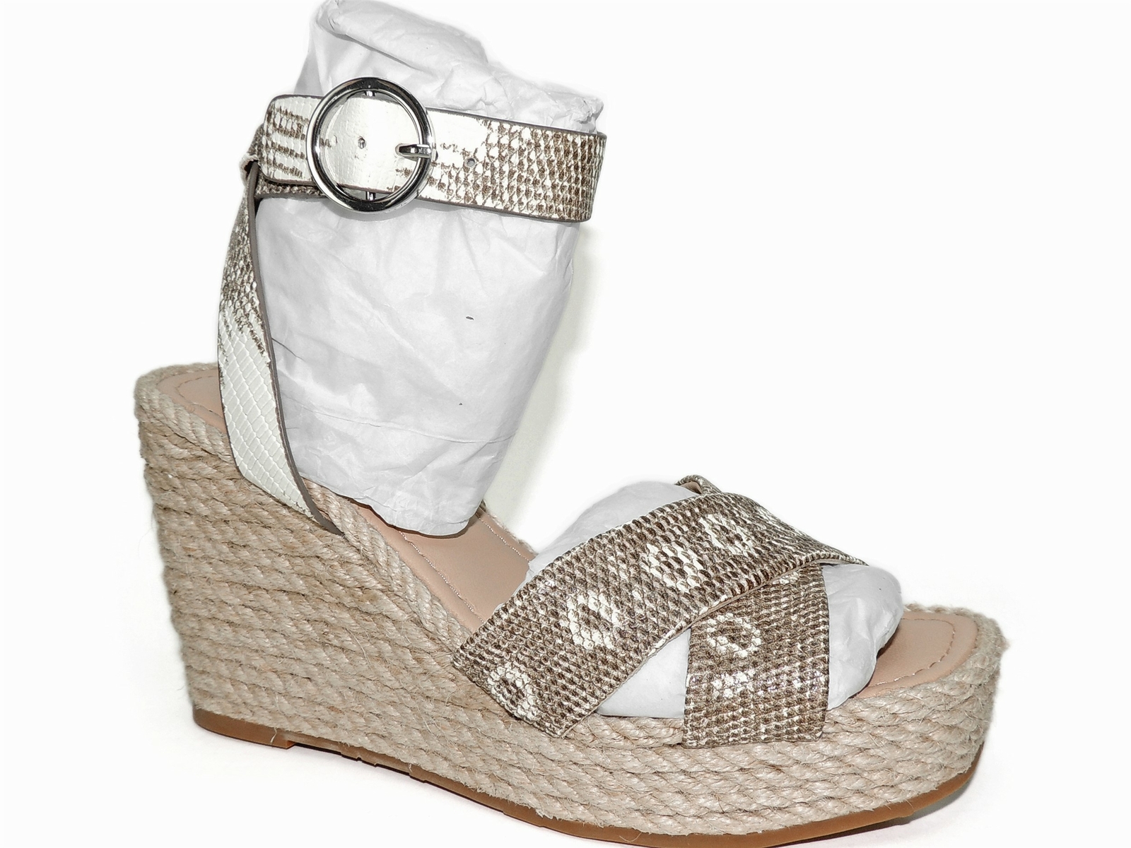 Via Spiga Women’s Sesilia Espadrille Wedge Sandals Blanc White Leather Size 7.5M