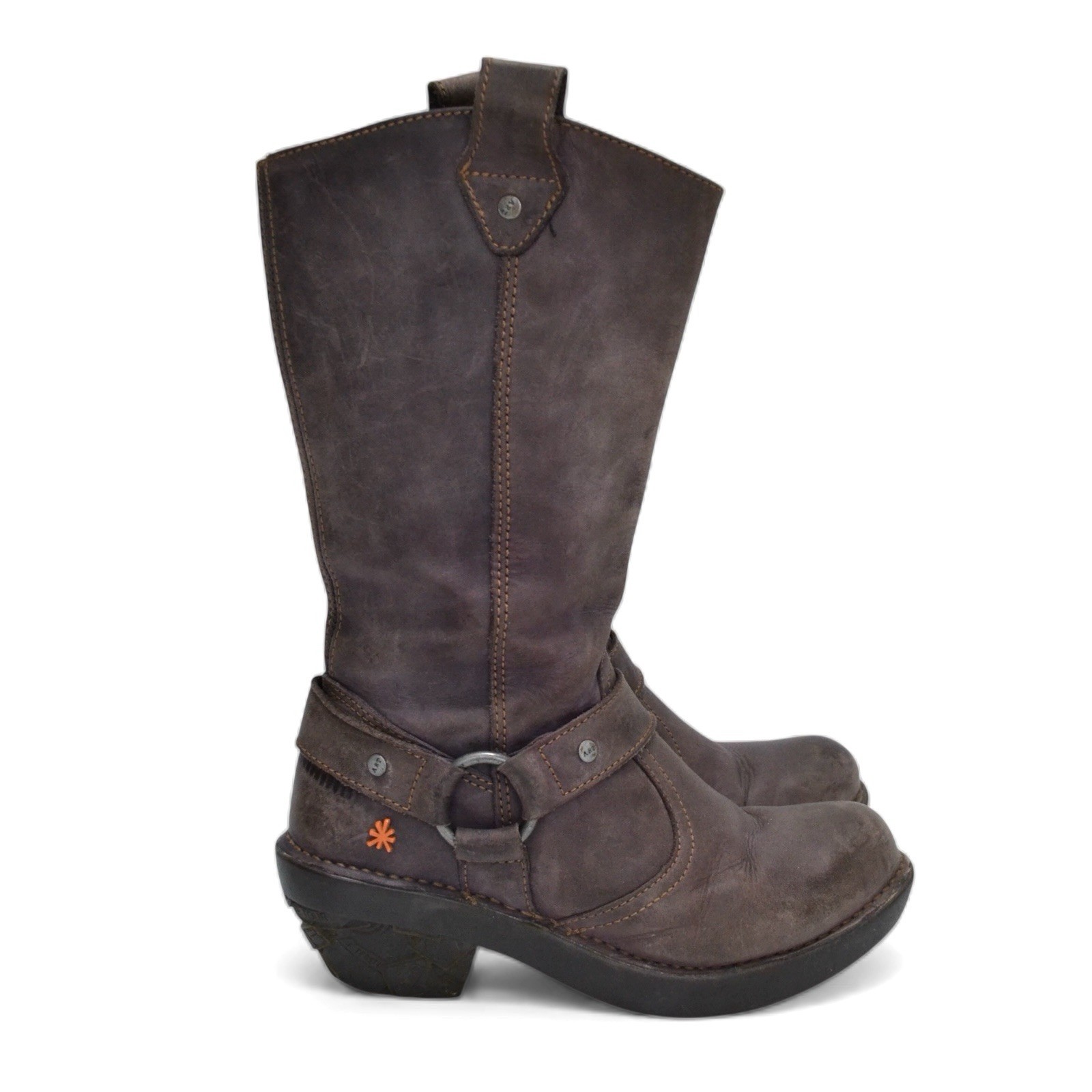 The Art Company 100% Leather Brown Western Biker Boots Size 37