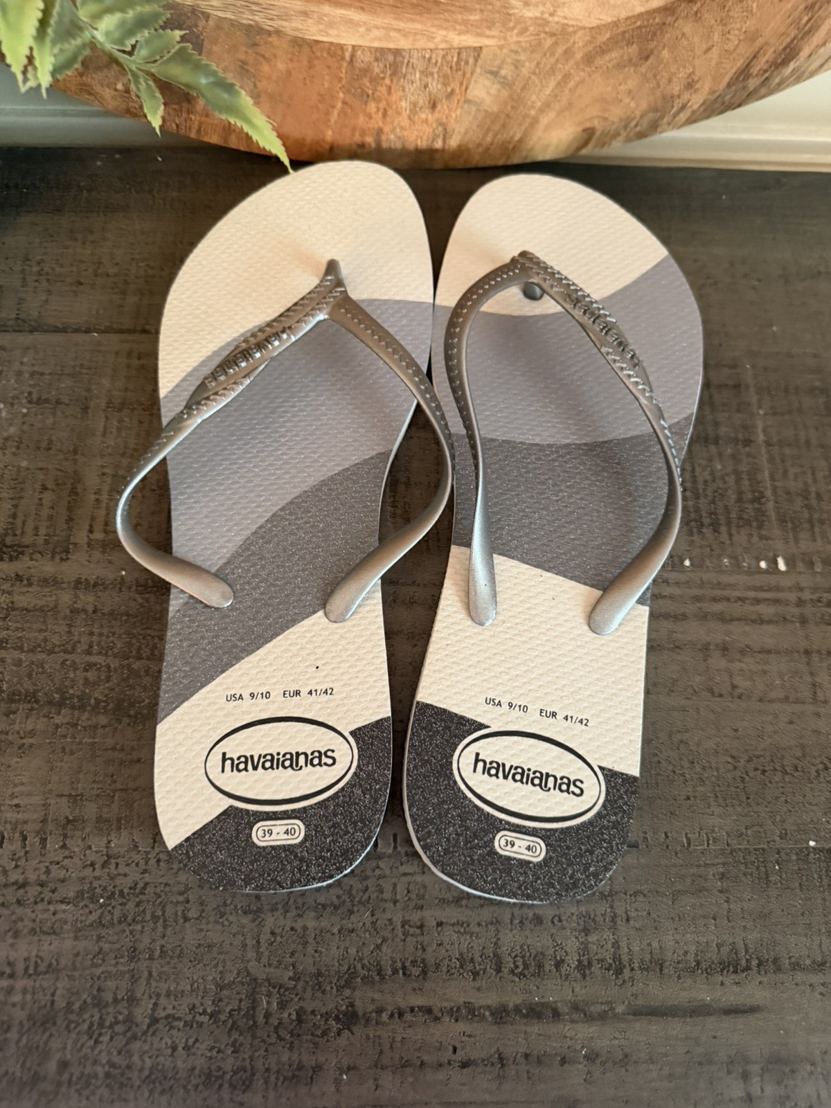 Havaianas Fantasia Gloss White Silver with Metallic Straps Wmns EU39-40/ US 9-10