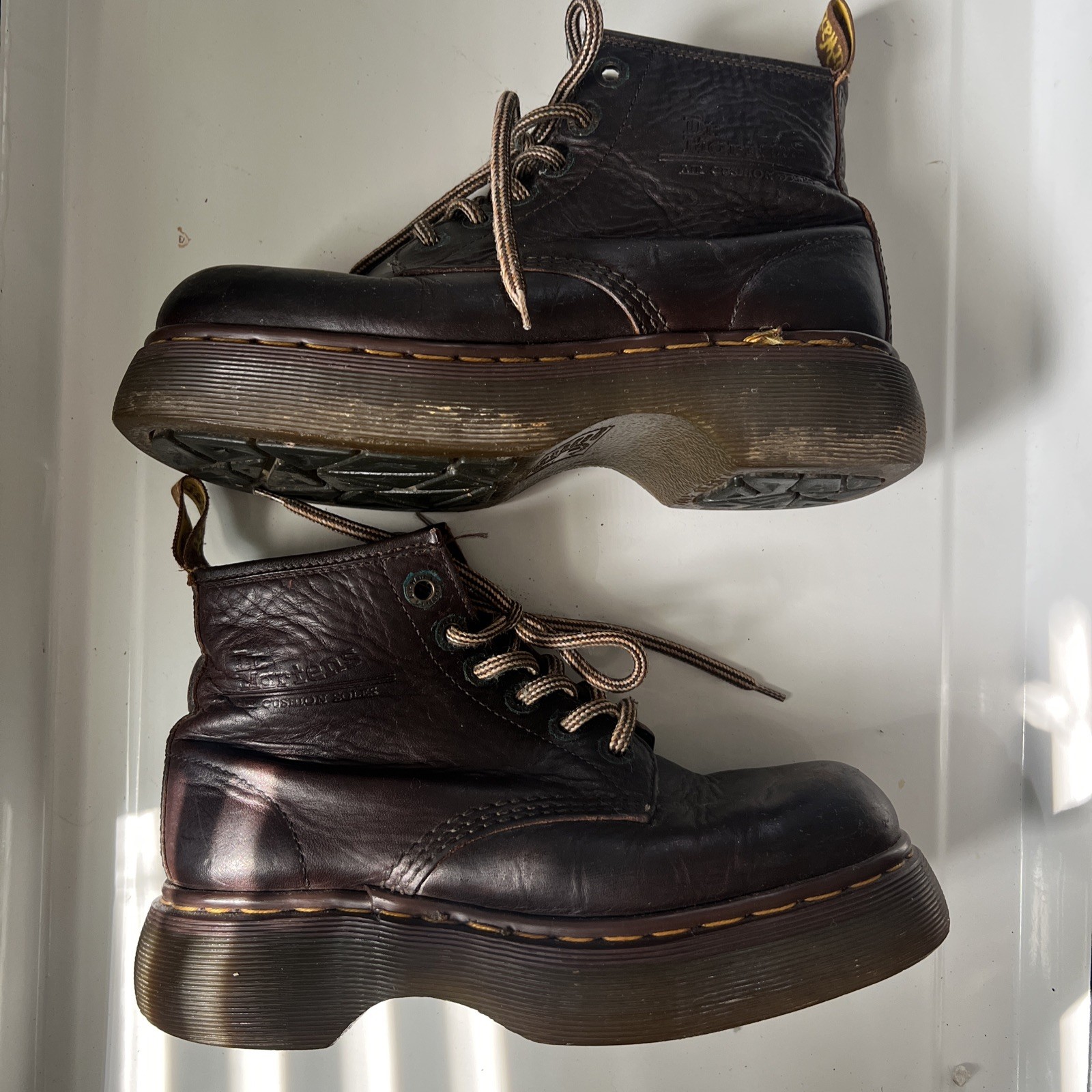Dr Martens Boots, Made in England, Brown 6-eyed, Women’s 8, authentic 1990s Docs