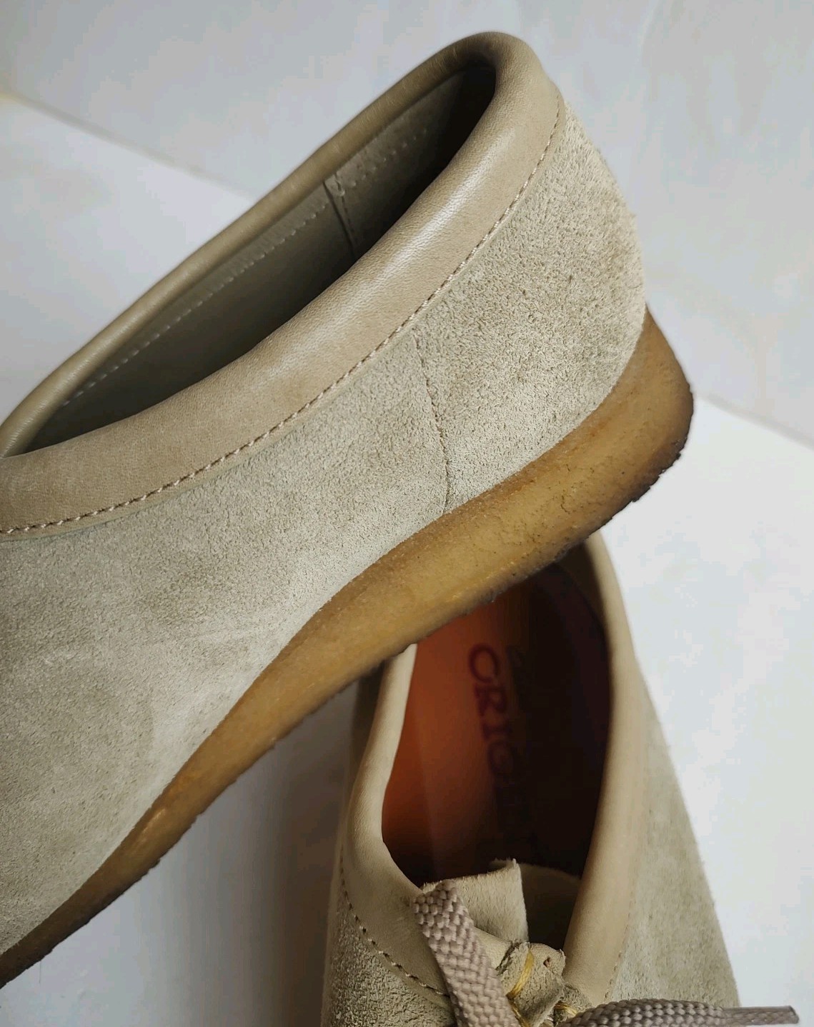 Clarks Wallabee Suede Chukka Ankle Boots Lace Up Crepe Soles Moccasins Beige 9